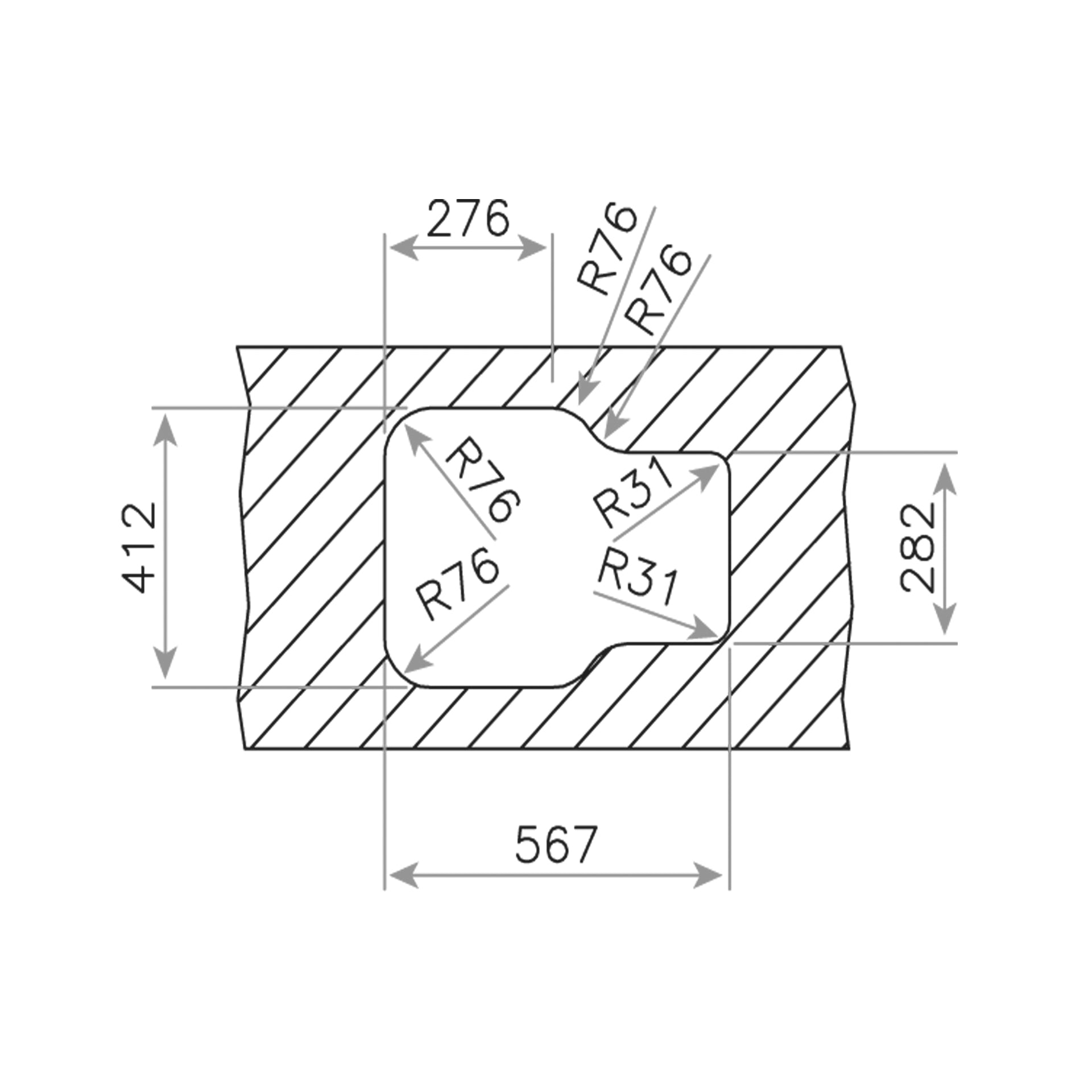 Fregadero bajo encimera BE 1½B 625 con cubeta grande y auxiliar (3)