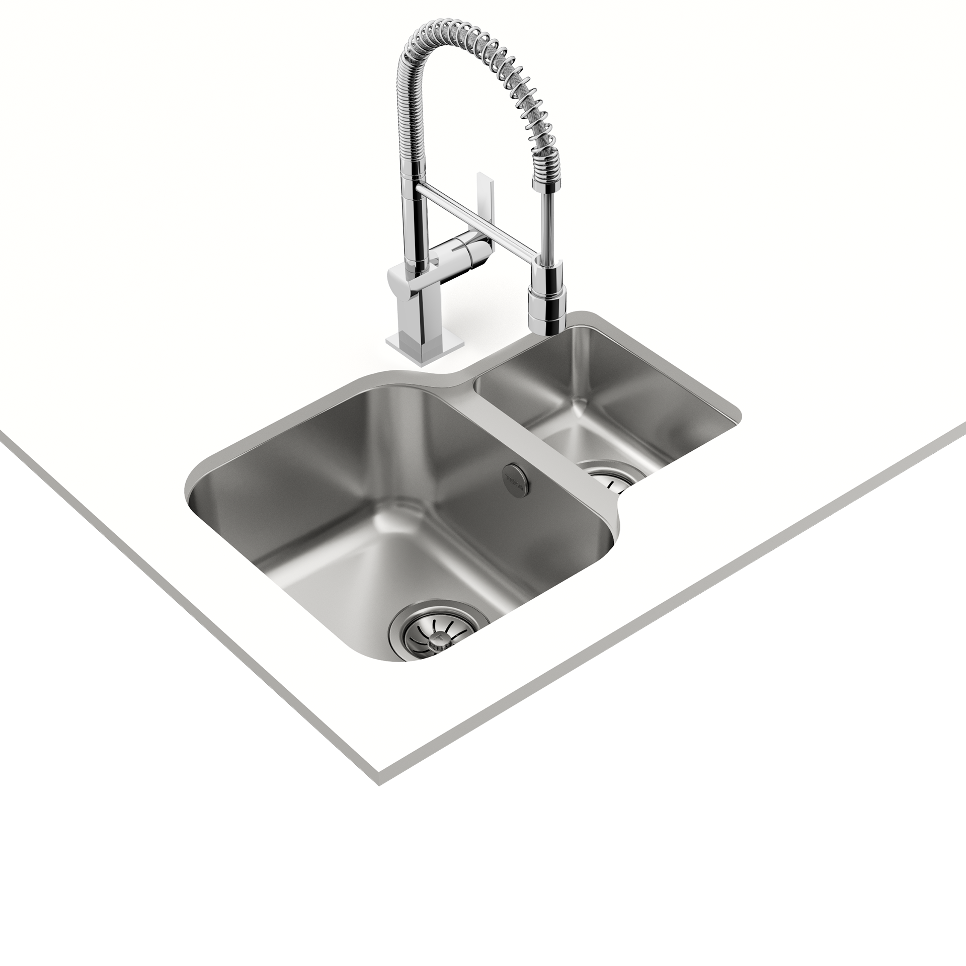 Fregadero bajo encimera BE 1½B 625 con cubeta grande y auxiliar