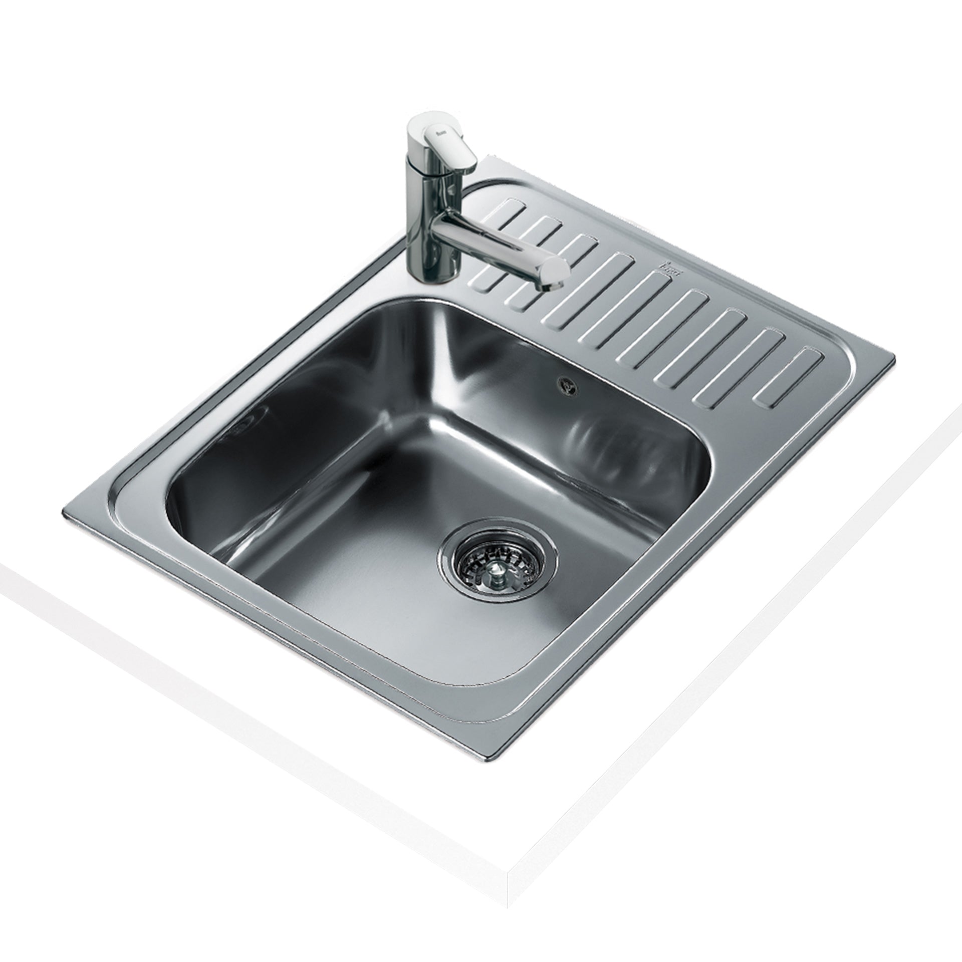 Fregadero encastrado y reversible Classic 1B ½D 650 con cubeta de 41 cm y escurridor