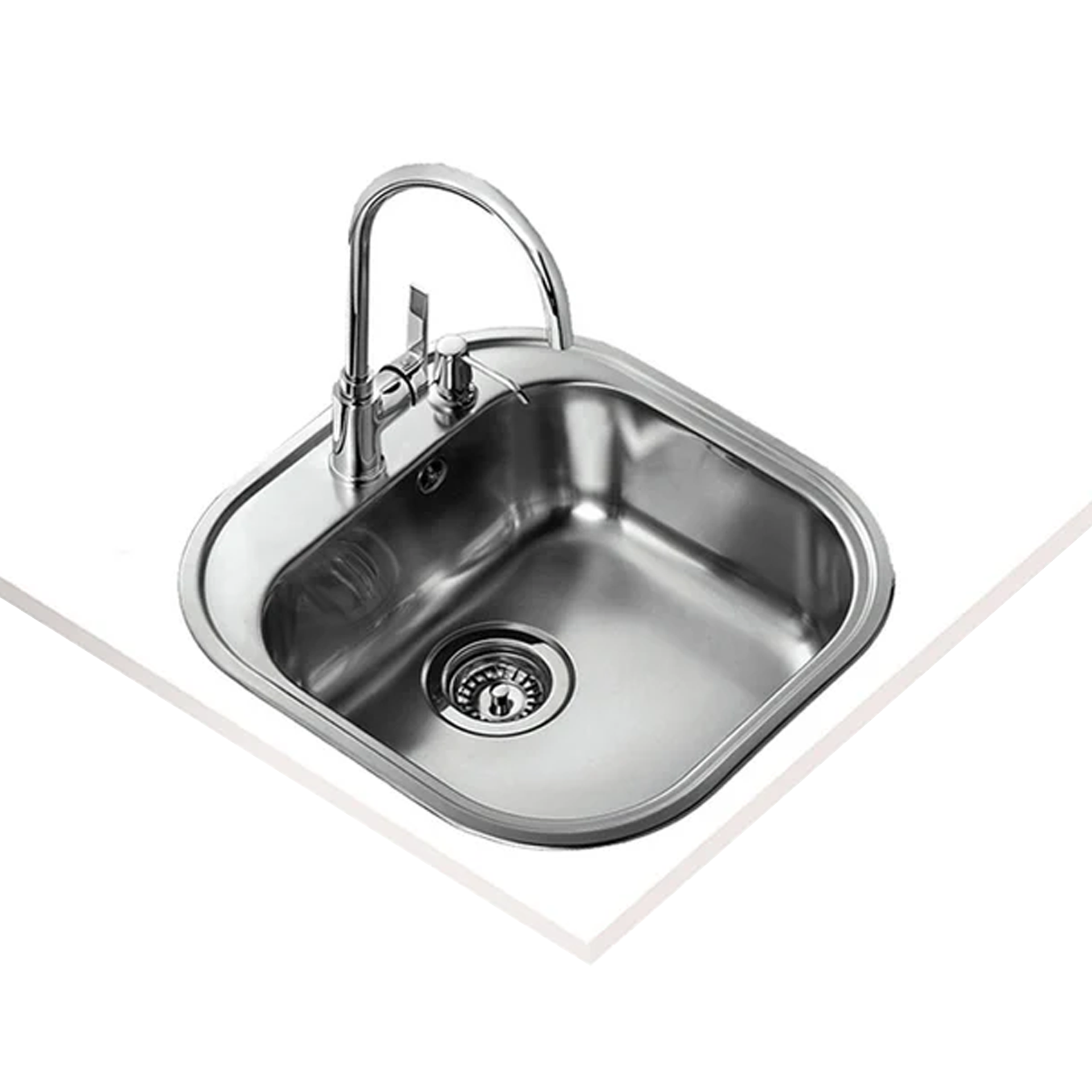 Pack Fregadero Stylo 1C de una cubeta + Grifo IN 995 de acero inoxidable, dispensador de jabón de regalo