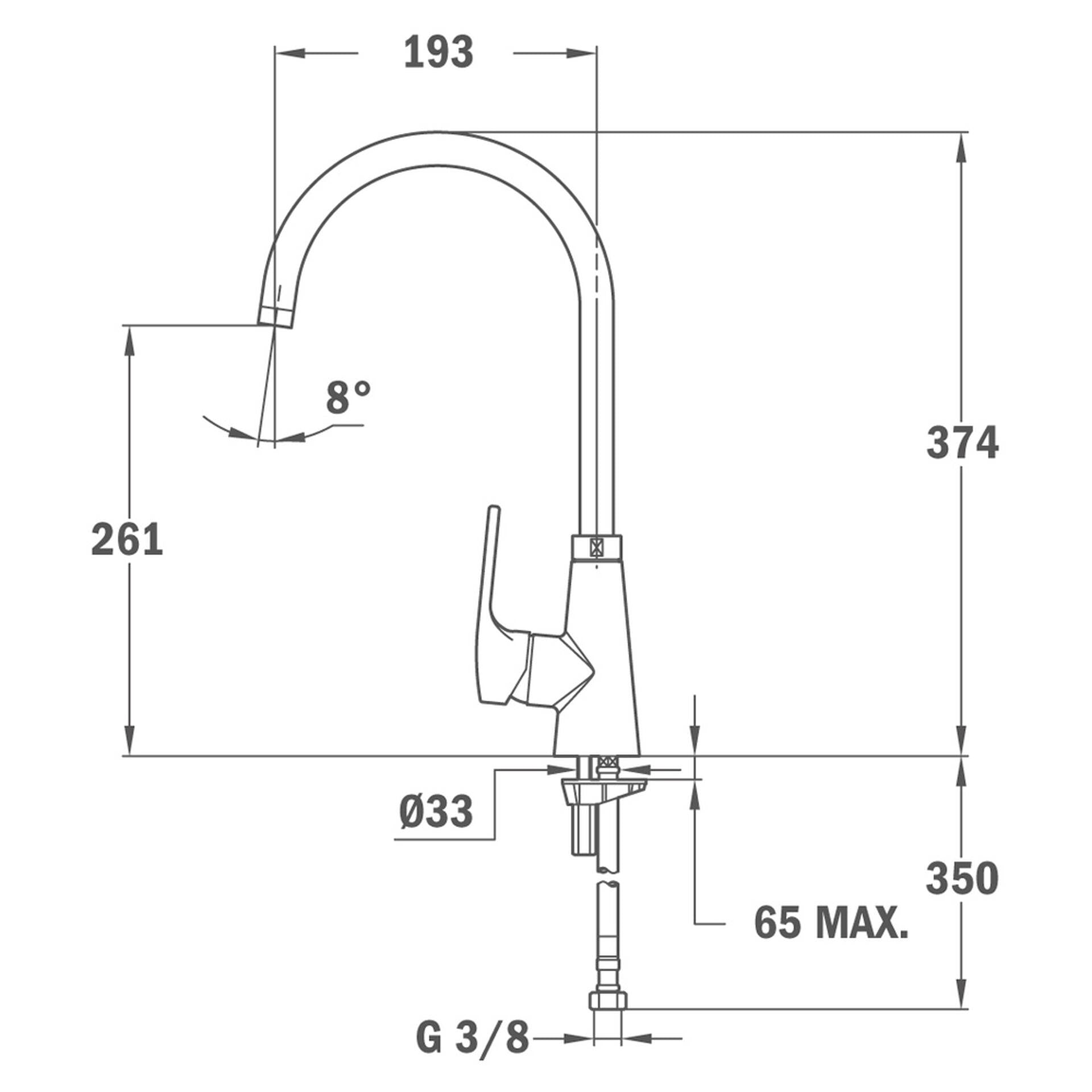 Grifo de cocina monomando VITA con caño alto giratorio (1)