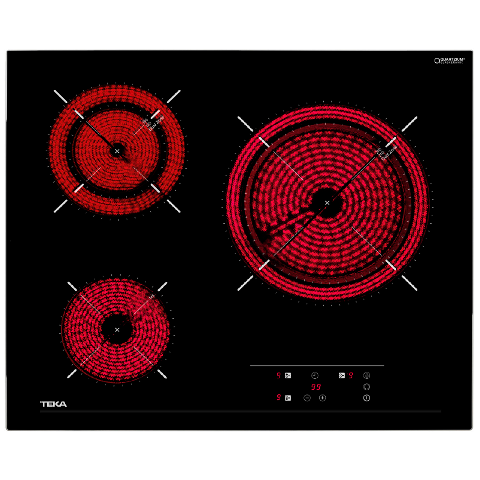 Placa Vitrocerámica TT PRO 6320, 3 Zonas Bisel Frontal Control Táctil