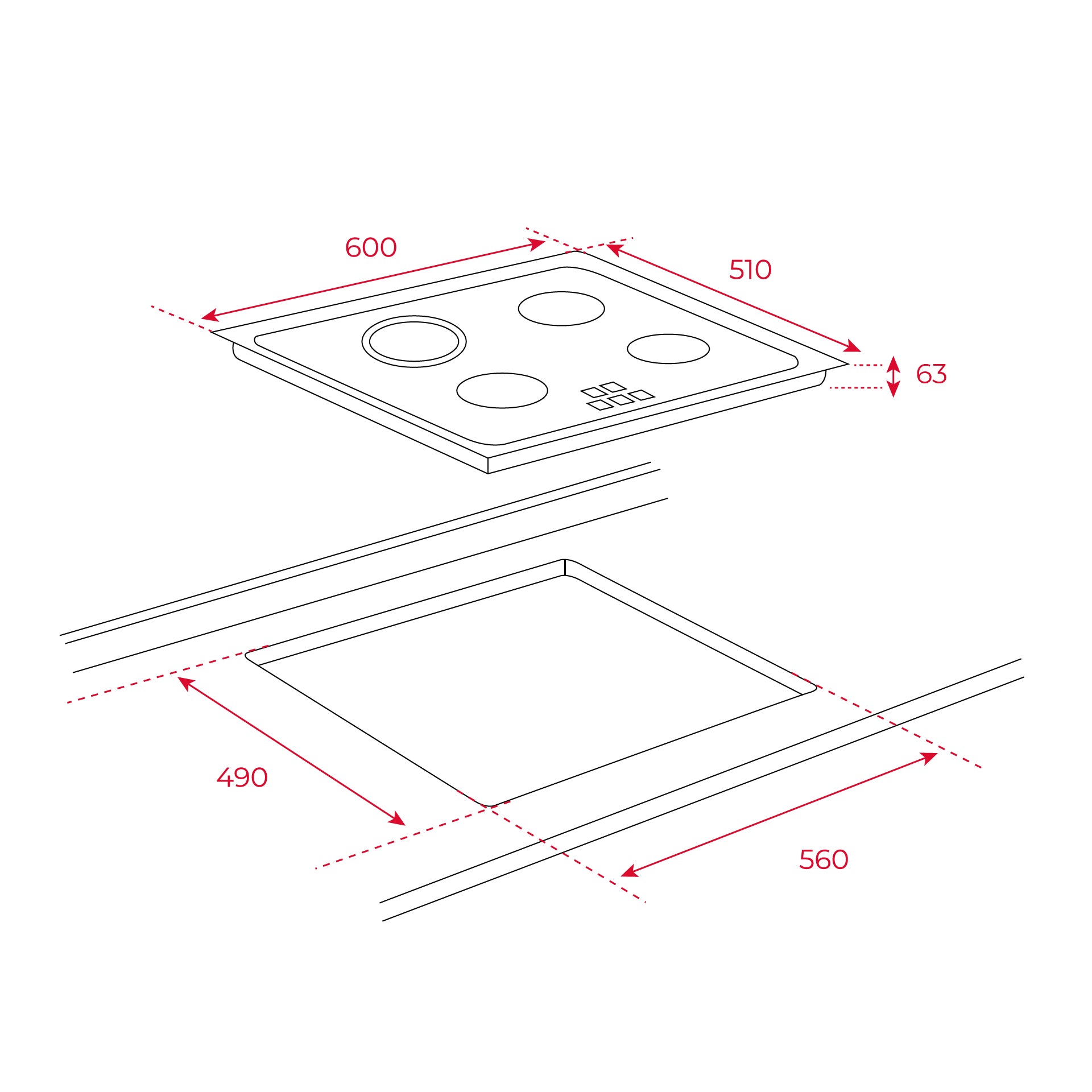 Vitrocerámica TB 6310 de 60 cm con 3 zonas con Touch Control (2)