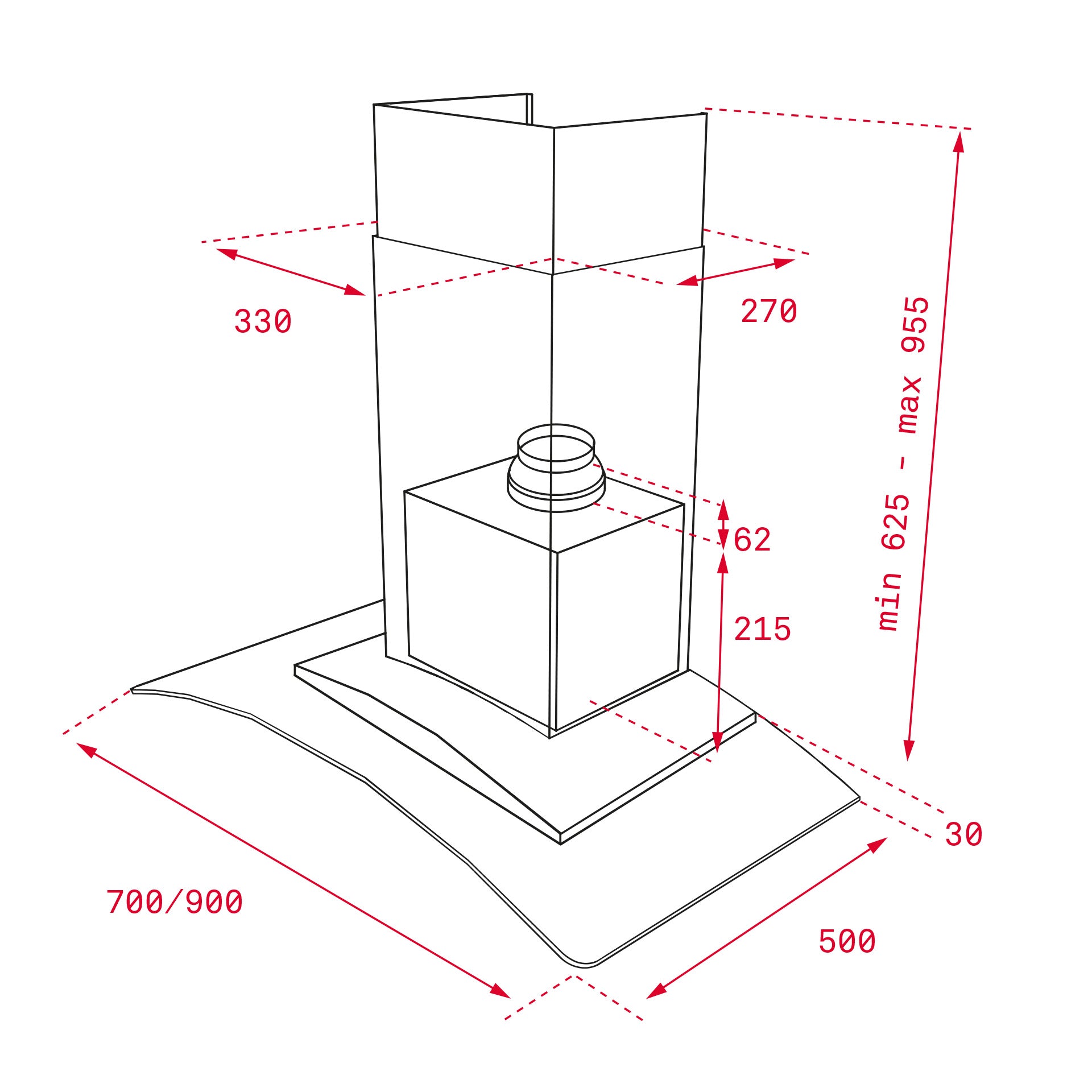 Campana de Decorativa NC 785 de 70 cm con ala de cristal y motor EcoPower (1)