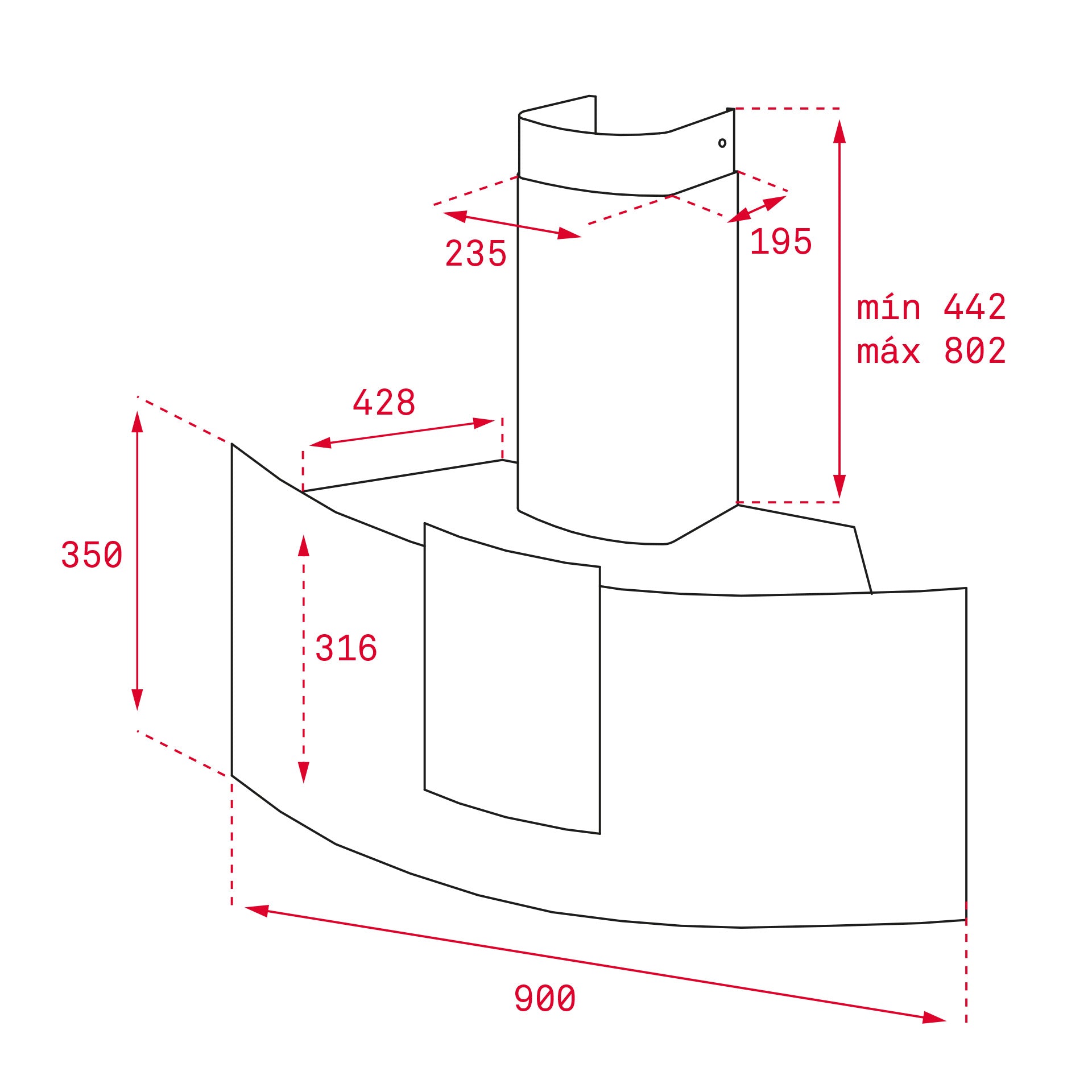 Campana Decorativa de pared DU 985 con Touch Control y motor EcoPower (2)