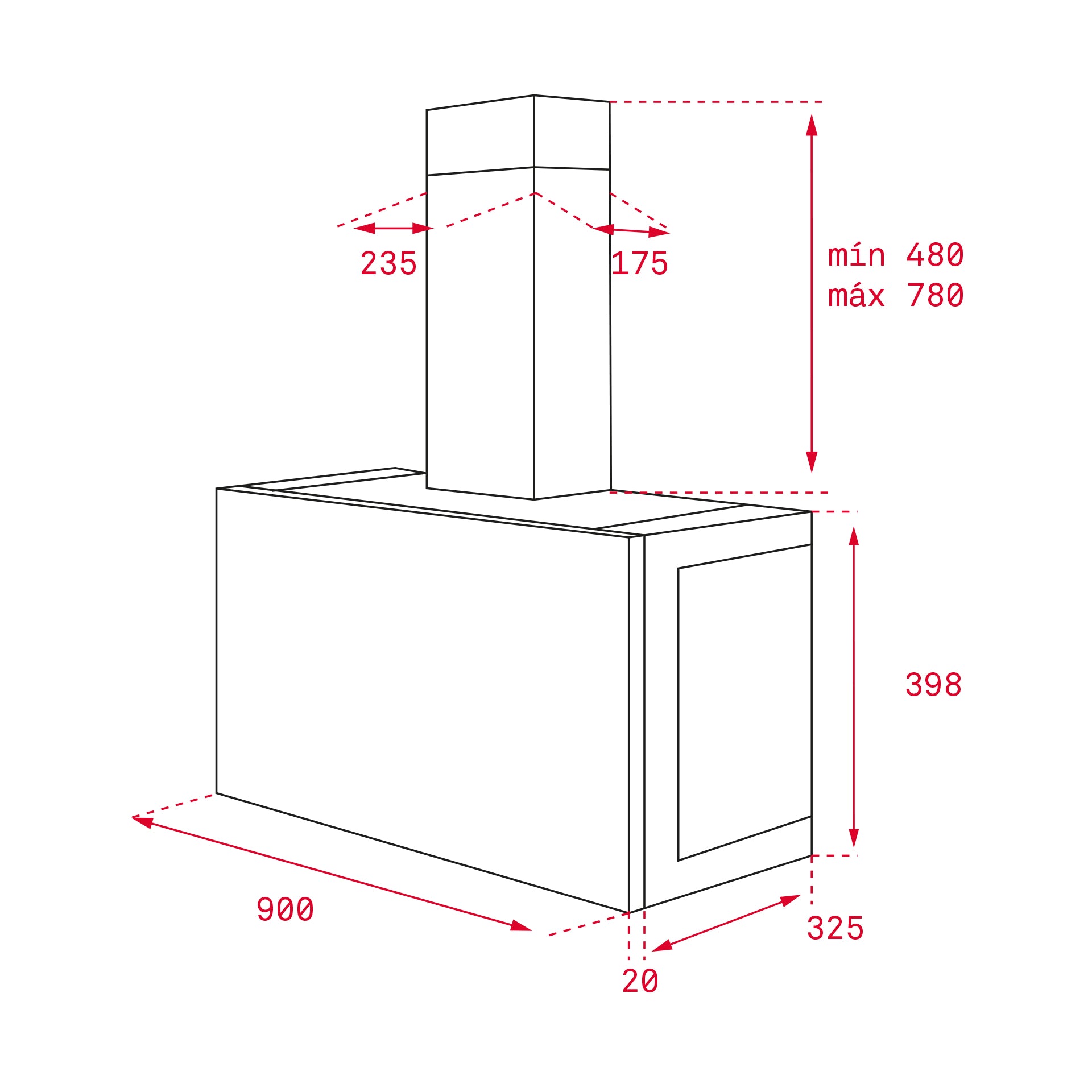 Campana integrable o decorativa DHI 90 de libre instalación con motor de doble turbina (1)