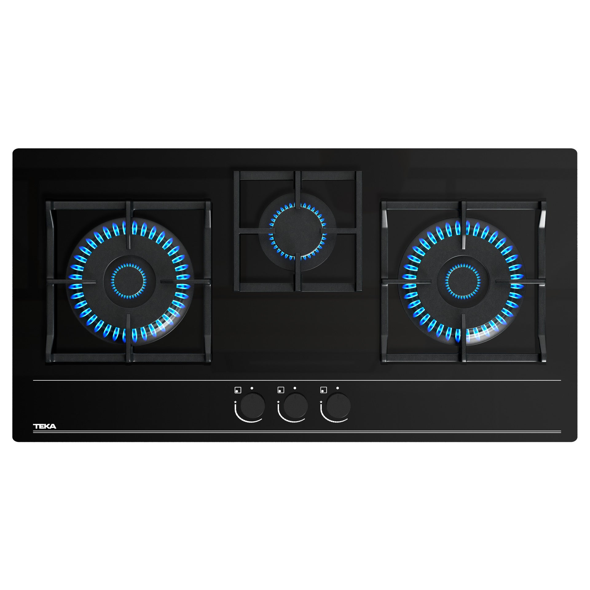 Placa de cristal CGW LUX de 86 cm con 3 quemadores de gas natural