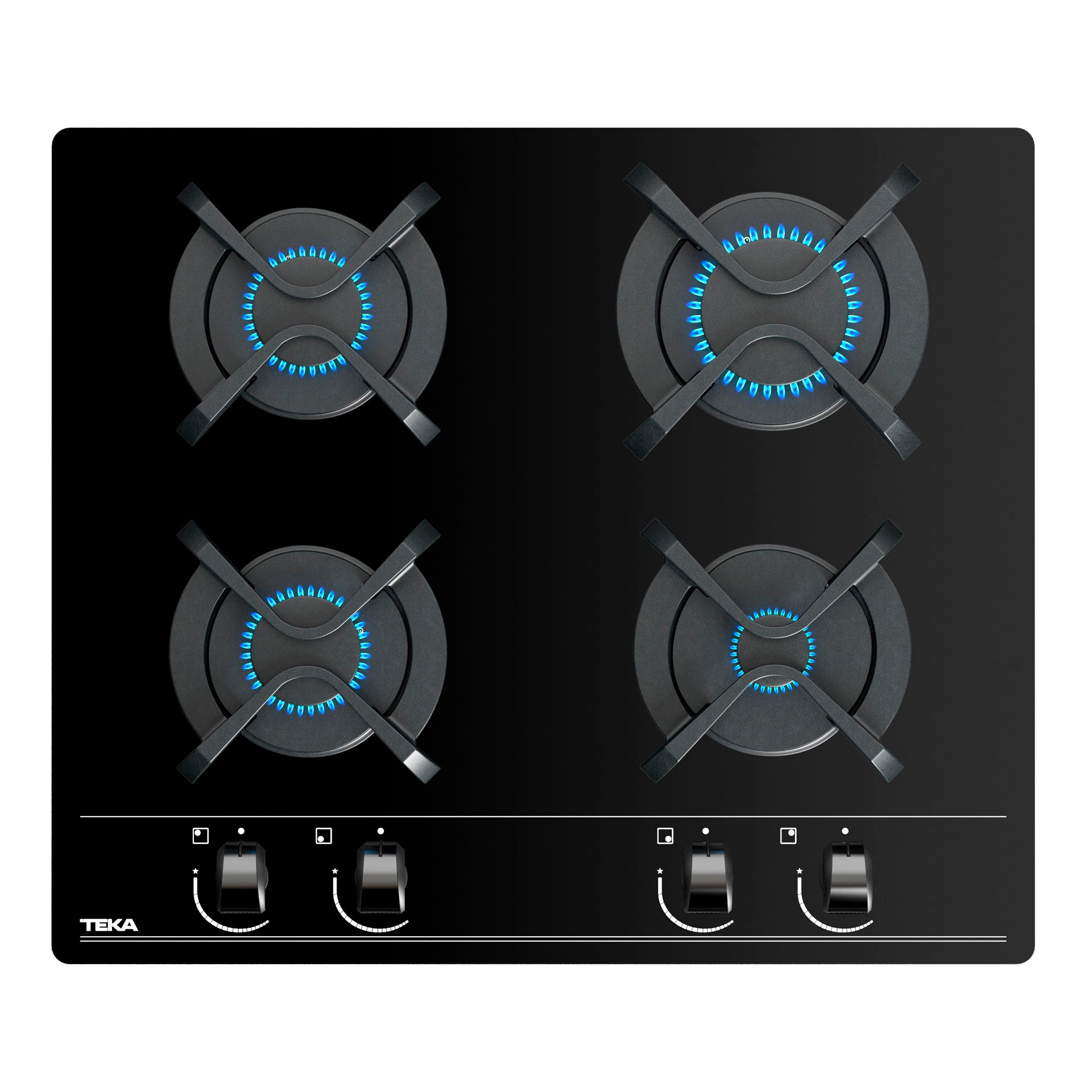 Placa Cristal Gas GBC 64000 de 60 cm con mandos frontales ergonómicos de gas natural