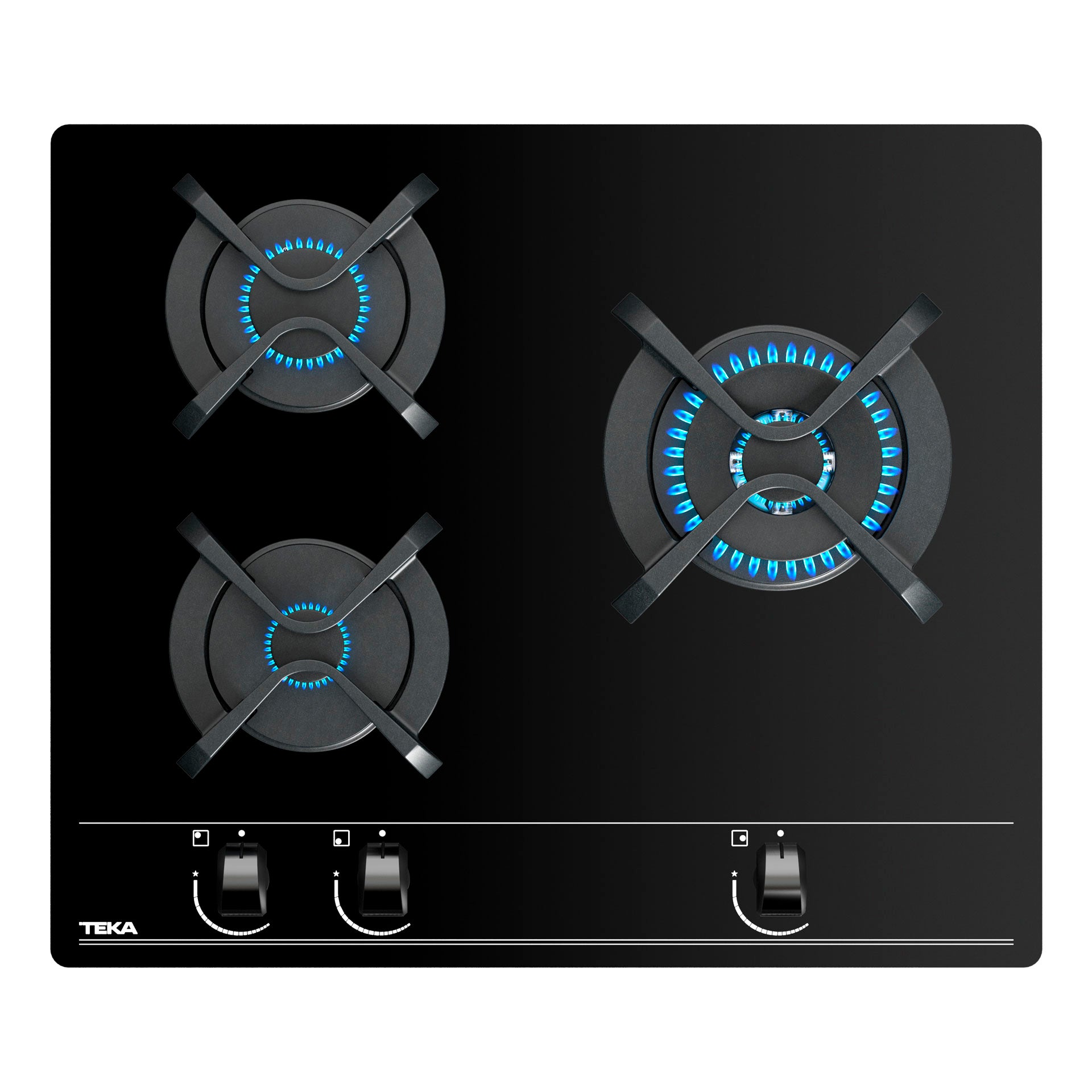 Placa Cristal Gas GBC 63010 KBN de 60 cm con mandos frontales ergonómicos de gas natural