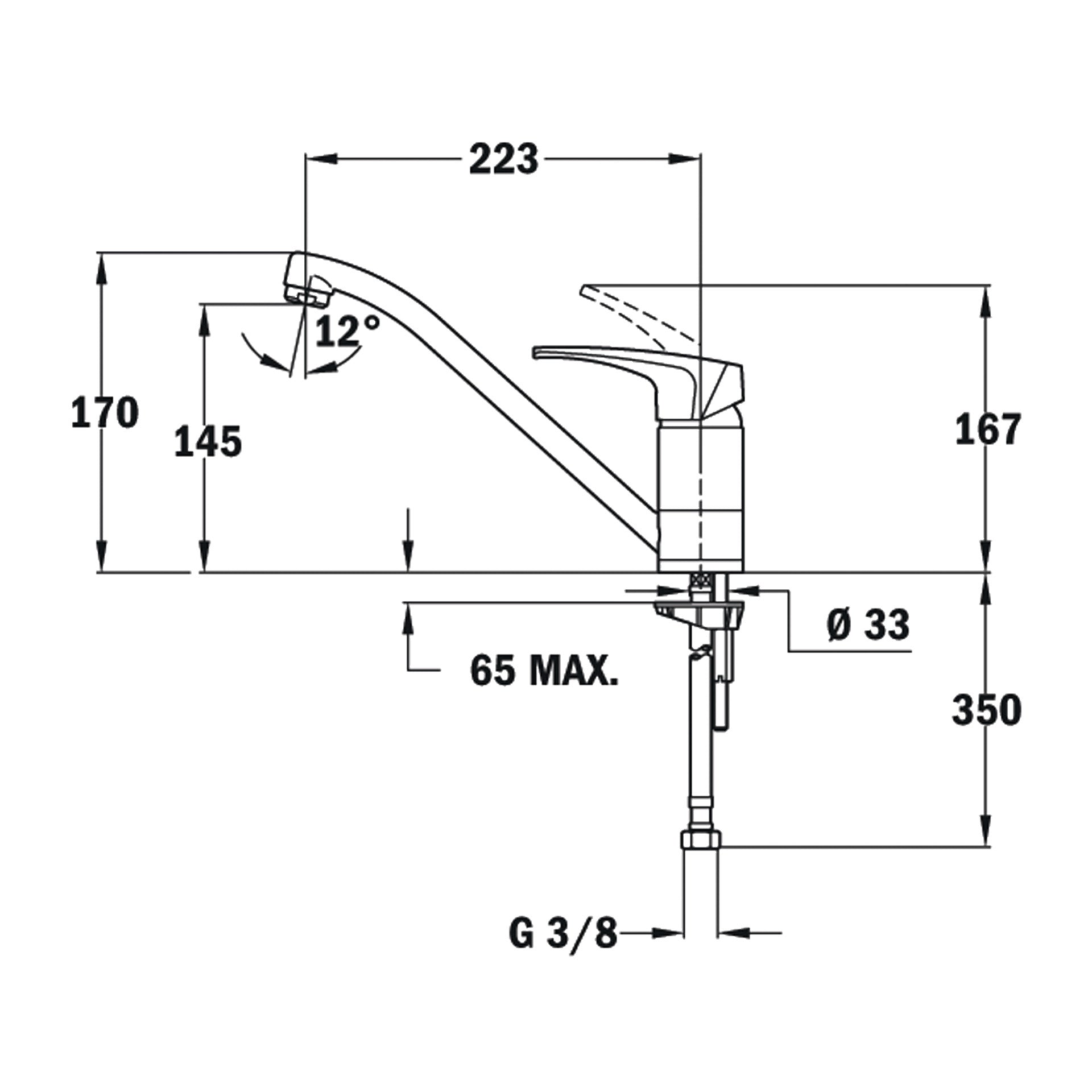 Grifo de cocina monomando MS1 con caño bajo giratorio y aireador anti-calcáreo (1)