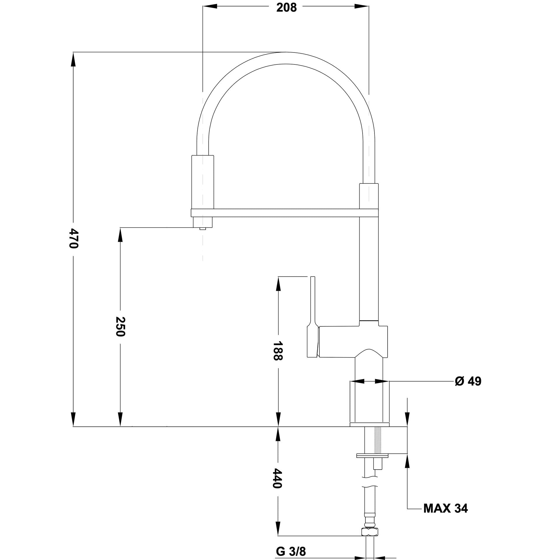 Grifo de cocina EP 937 con caño alto semi-profesional con electrónica de control para filtro (2)