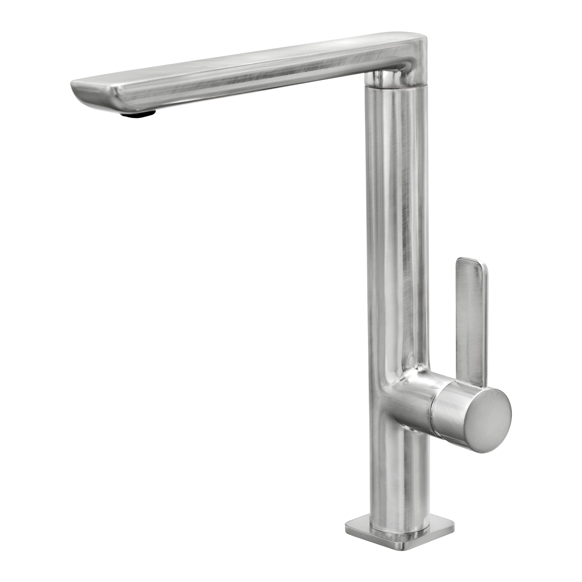 Grifo de cocina monomando FO 915 de caño alto giratorio con diseño minimalista en acero inoxidable