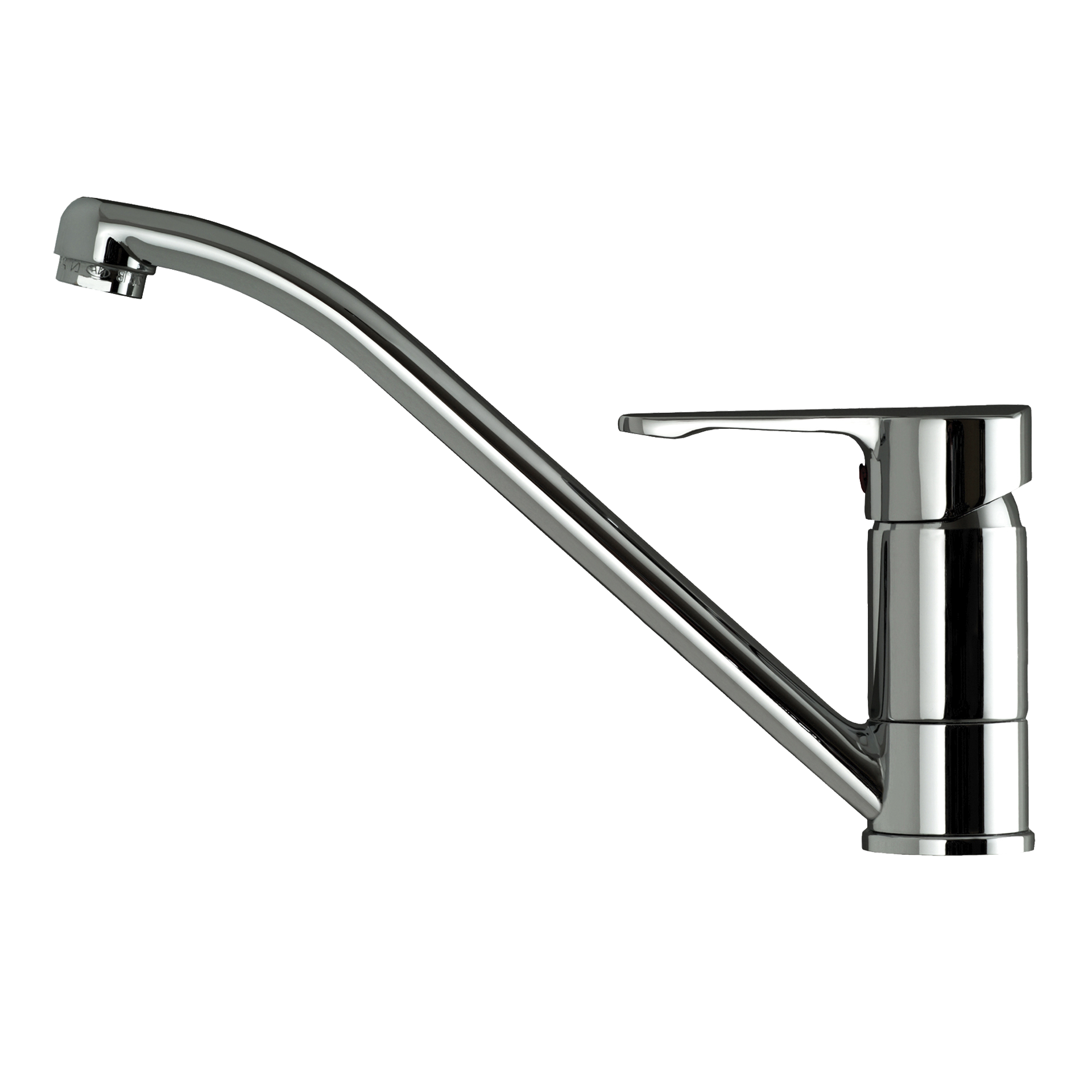 Grifo de cocina monomando ML con caño bajo giratorio y aireador anti-calcáreo