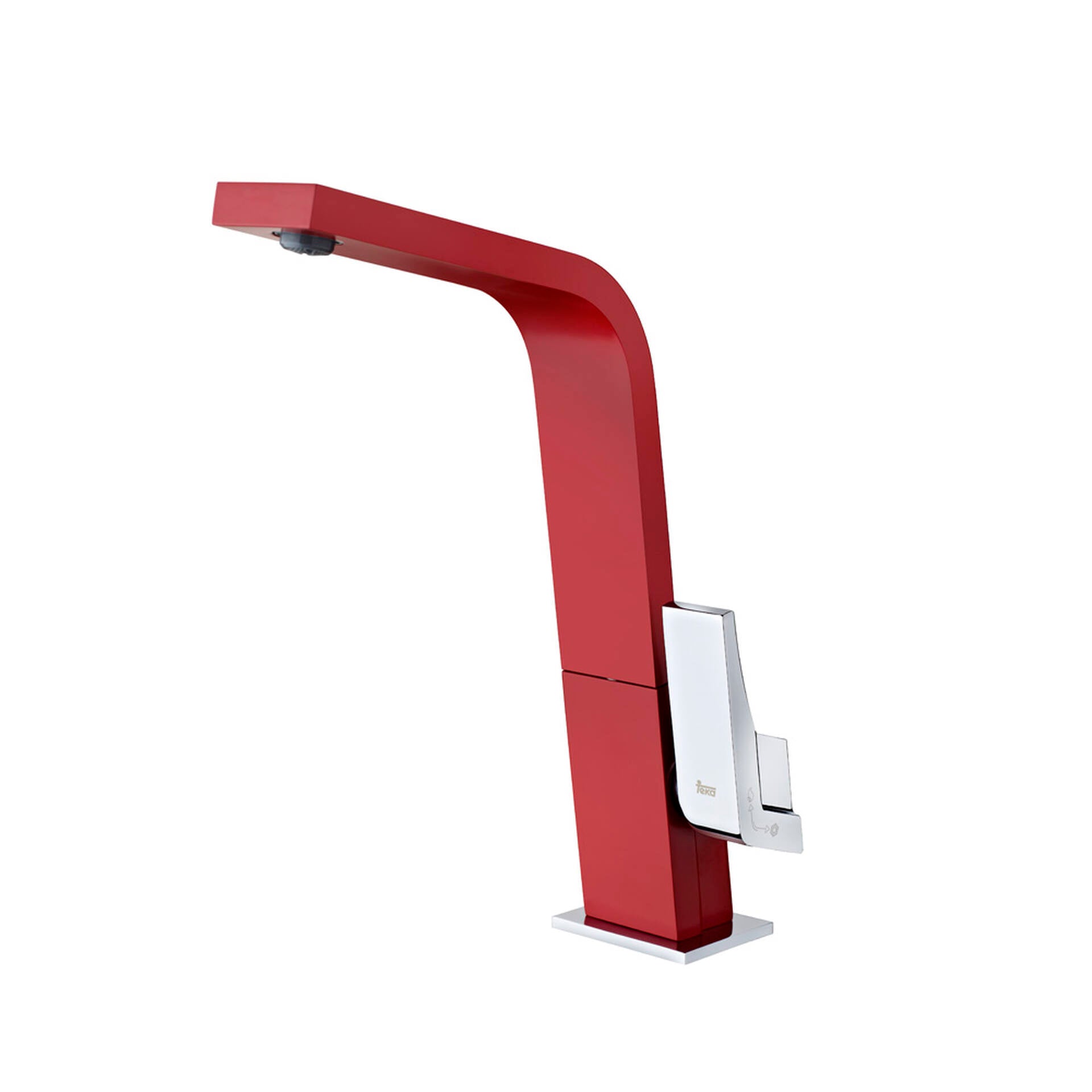 Grifo de cocina monomando IC 915 con caño alto plano en color rojo
