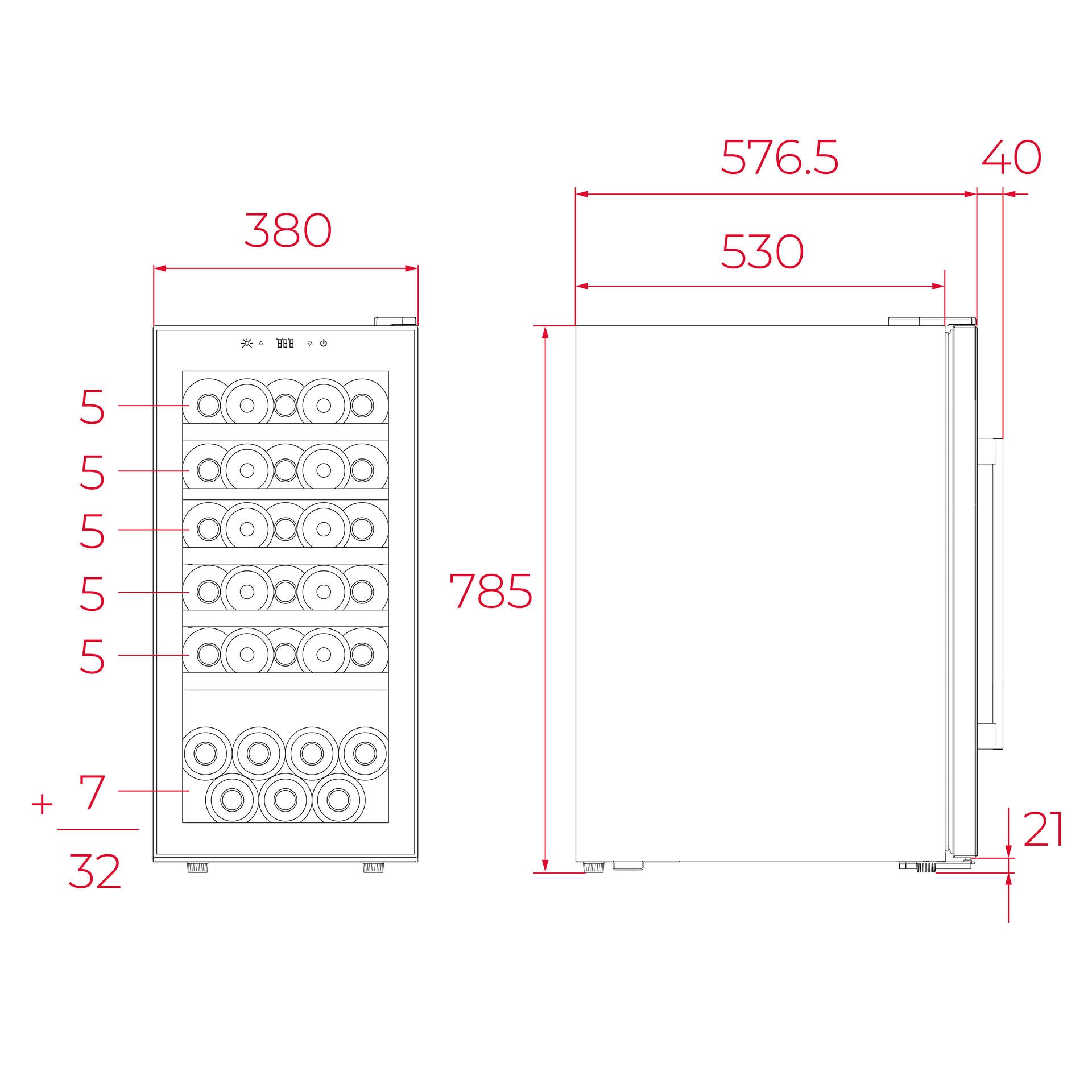 Vinoteca de libre instalación Sommelier RVF 10032 GBK con capacidad para 32 botellas (1)
