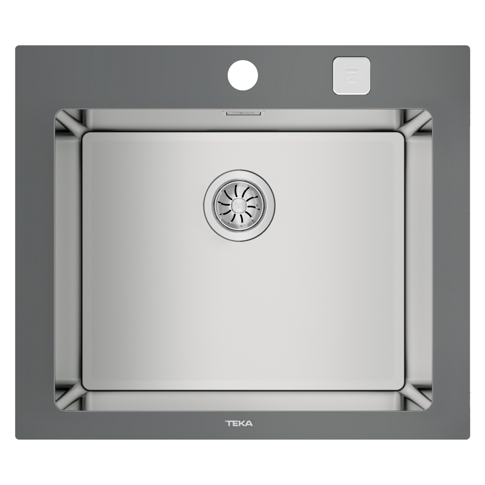 Fregadero encastrado LUXE 1B Stone Grey de 60 cm con cubeta de acero inoxidable