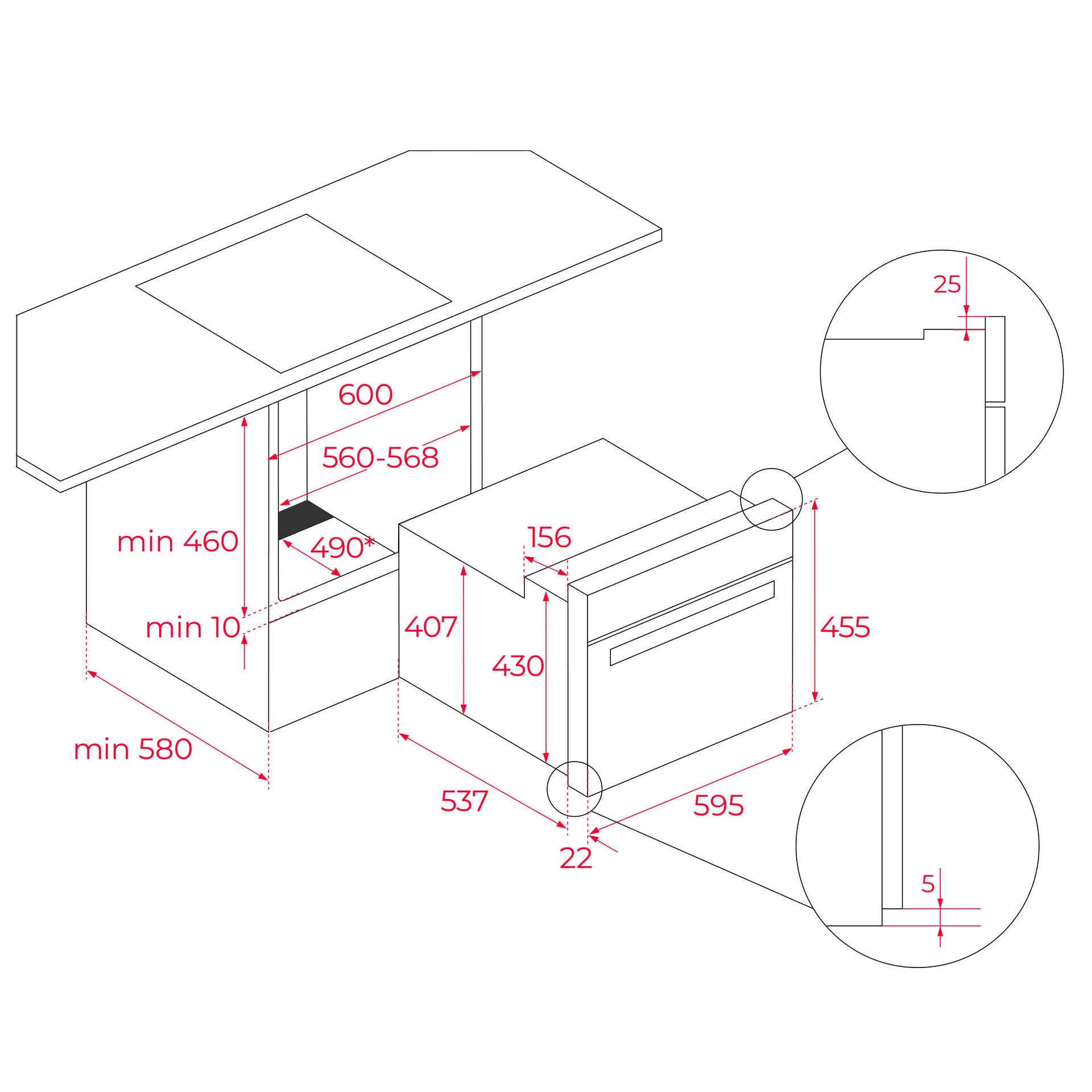 Horno Compacto Pirolítico Multifunción HSC 635 de 45 cm con HydroClean® y 8 funciones de cocinado (3)