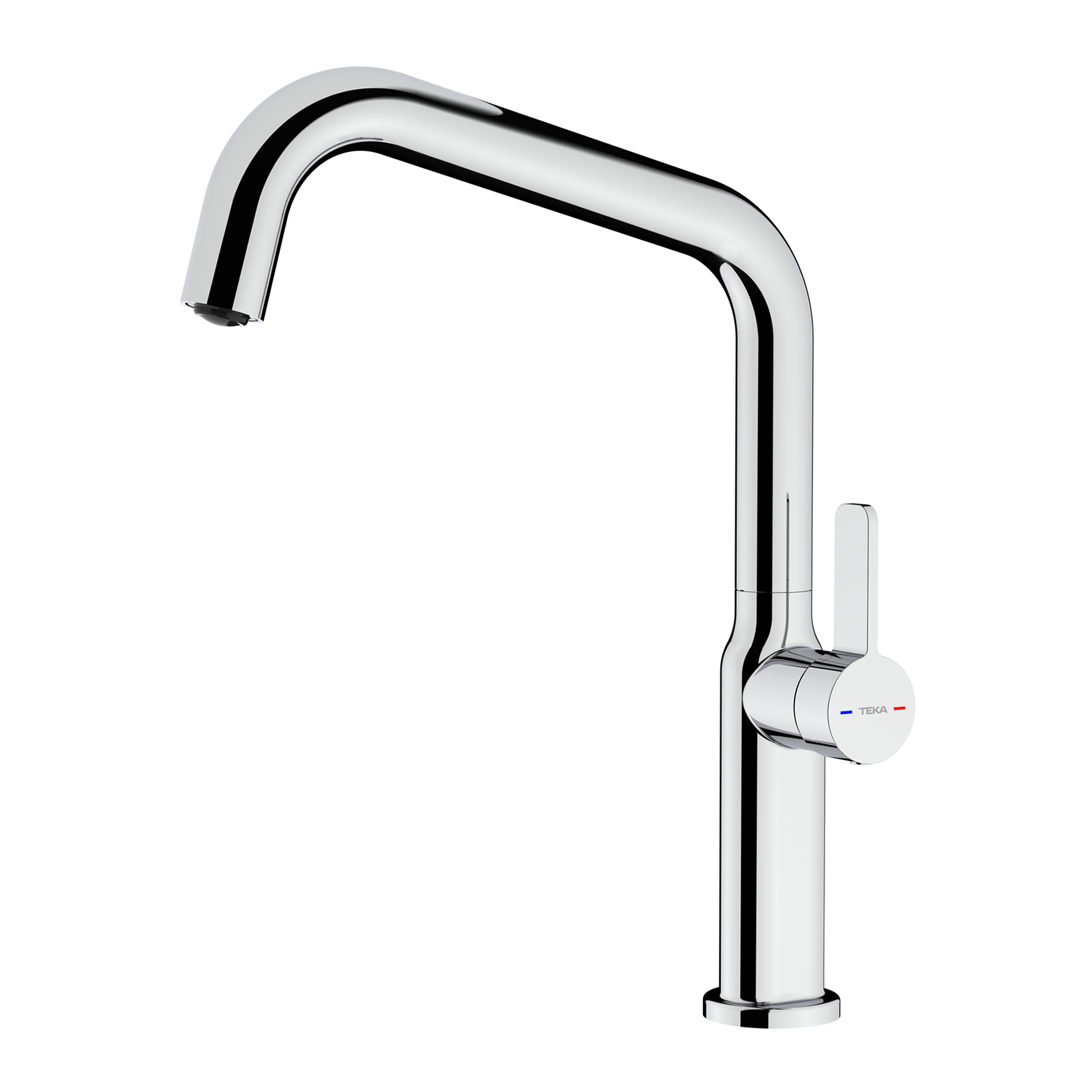 Grifo monomando de cocina OVAL 914 con cuerpo ovalado y tubos de entrada flexibles de 3/8 en acabado cromado