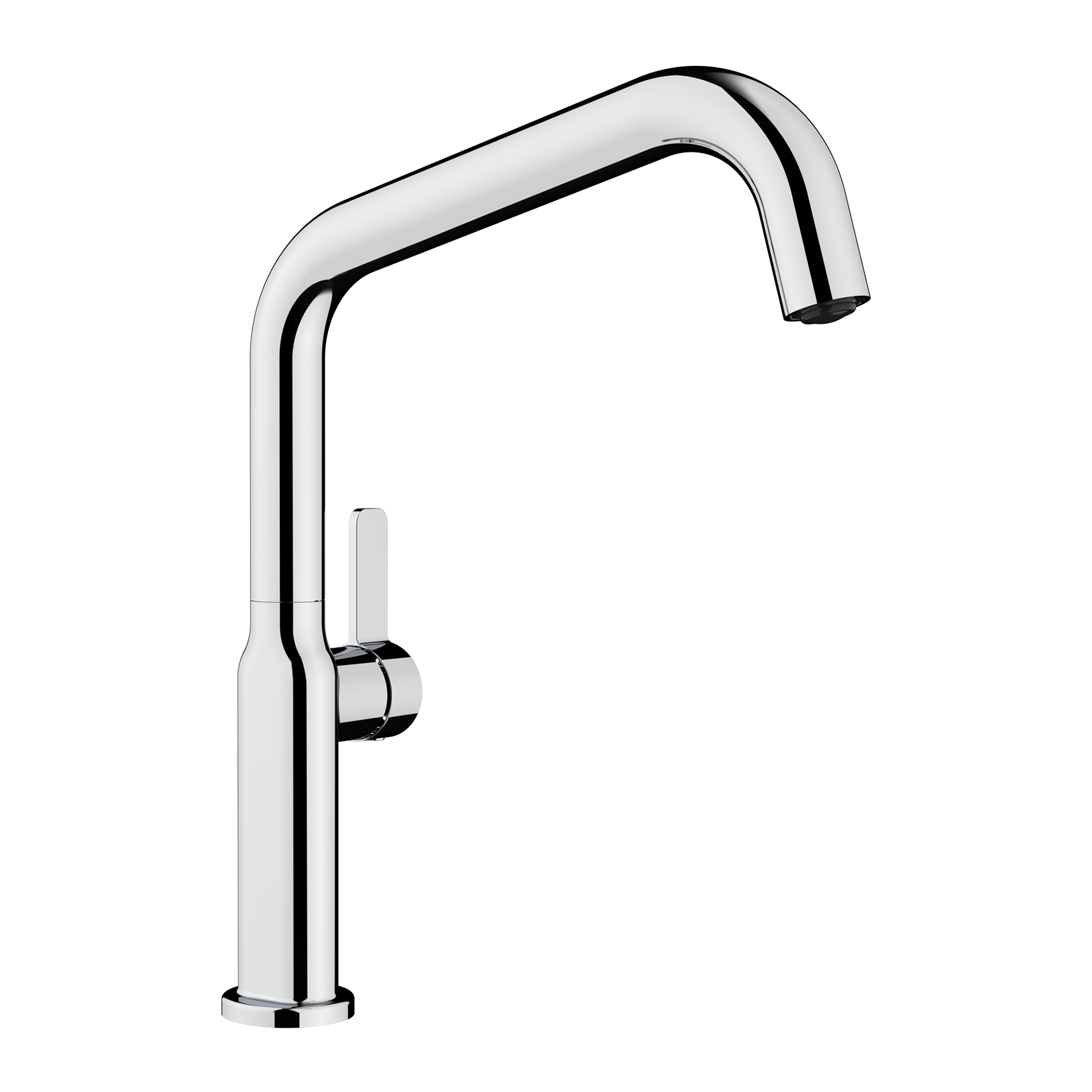 Grifo monomando de cocina OVAL 914 con cuerpo ovalado y tubos de entrada flexibles de 3/8 en acabado cromado (1)