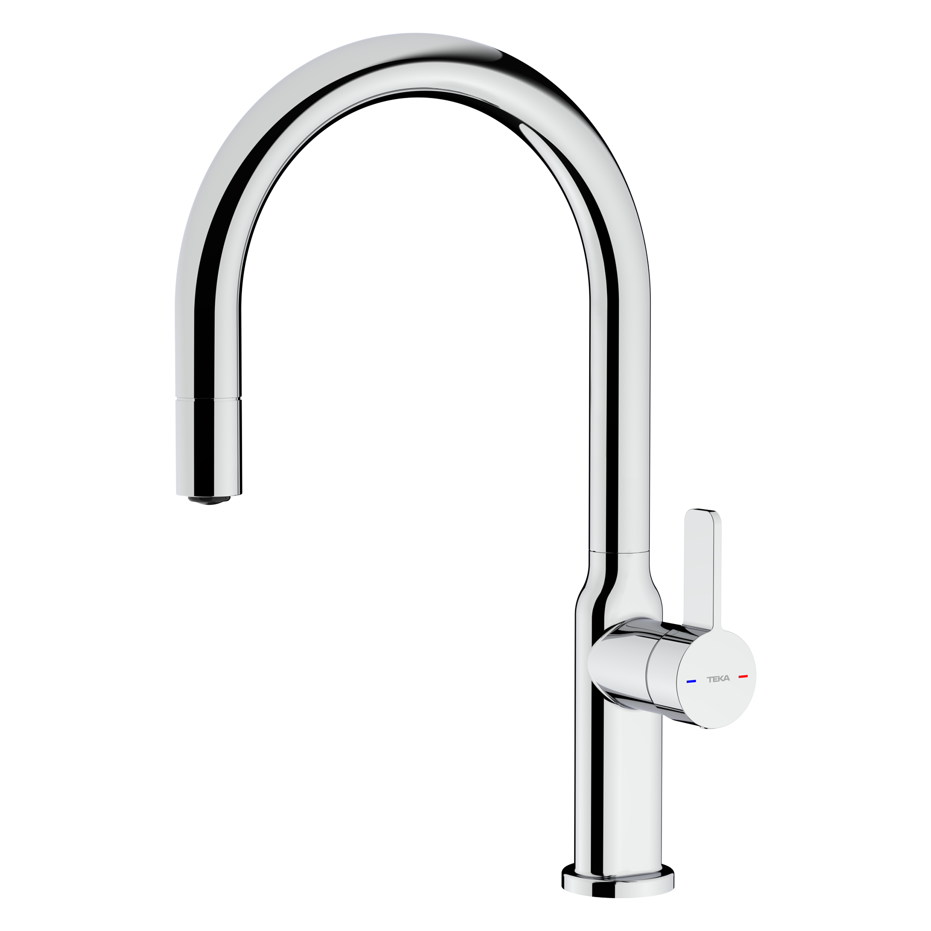 Grifo monomando de cocina OVAL 9381 con maneral extraíble y diseño ovalado en acabado cromado