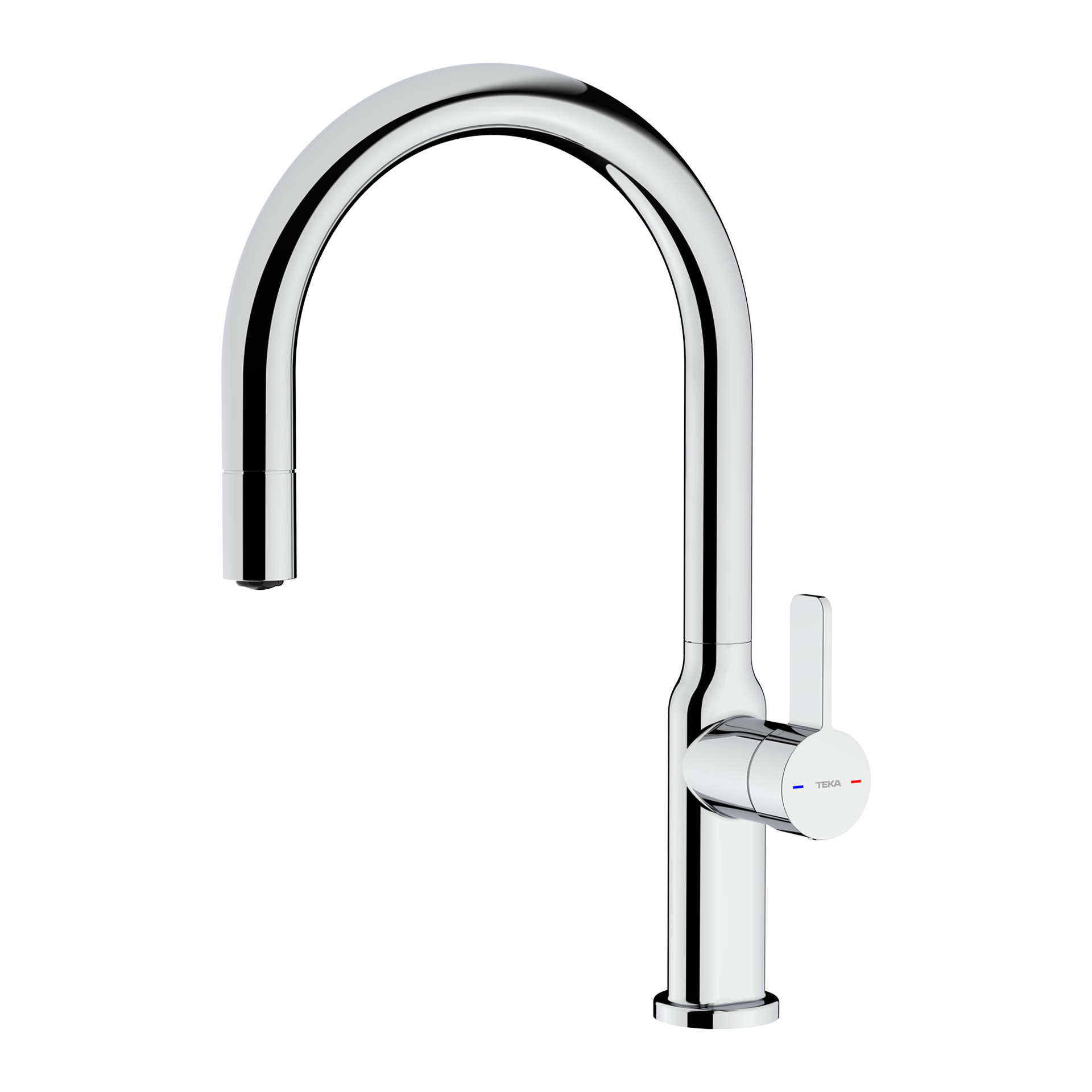 Grifo monomando de cocina OVAL 9381 con maneral extraíble y diseño ovalado en acabado cromado