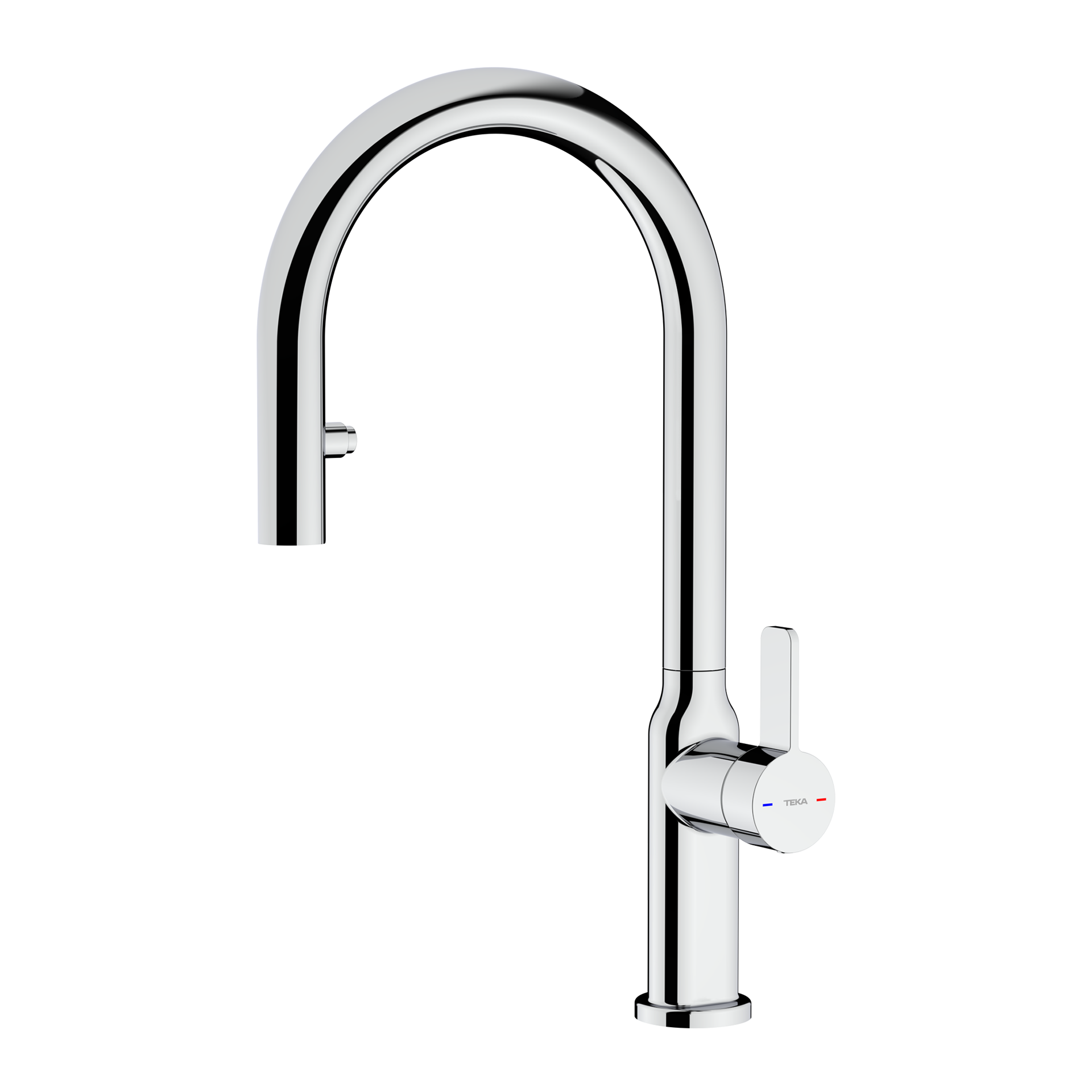 Grifo de cocina monomando OVAL 9382 con maneral extraíble oculto y cuerpo ovalado en acabado cromado