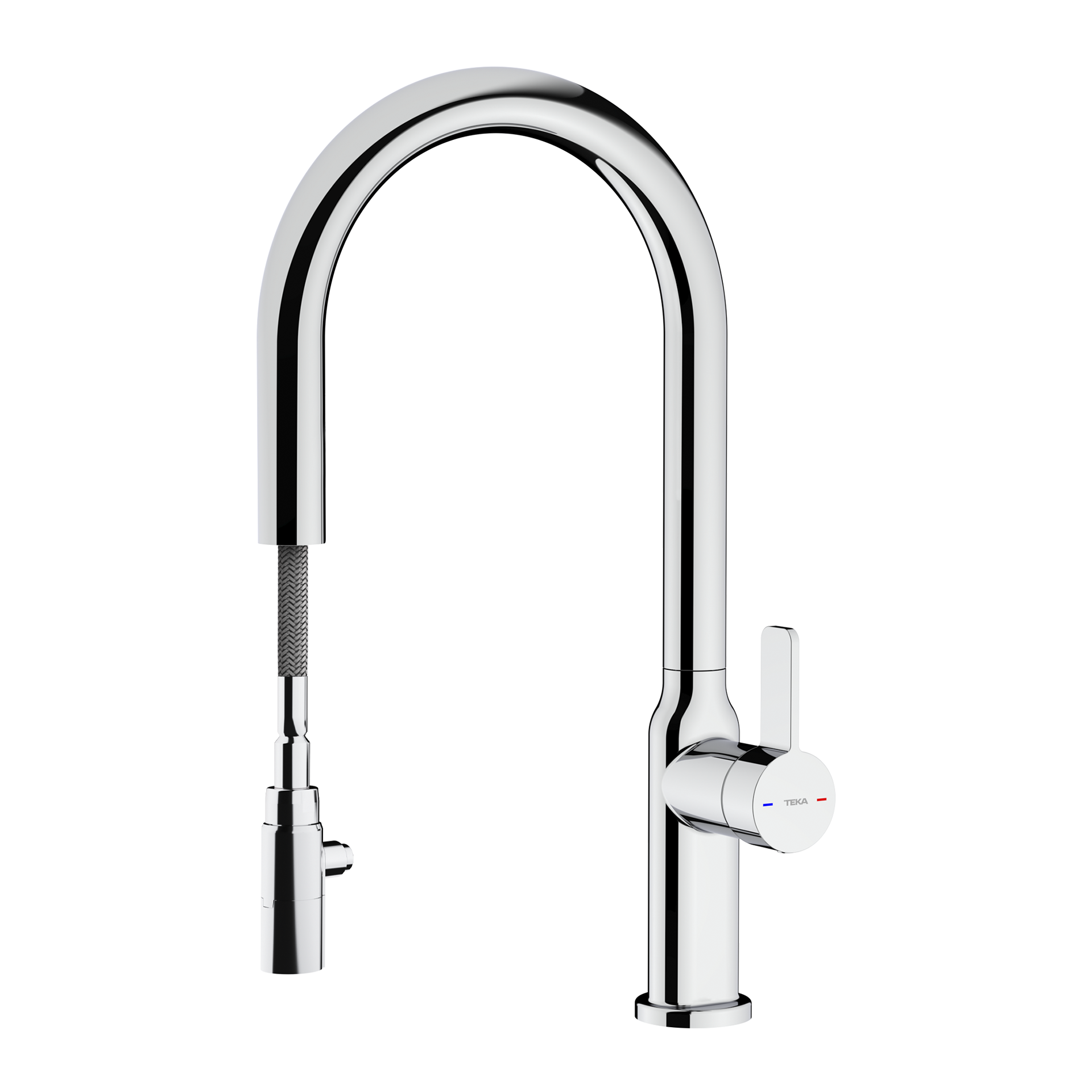 Grifo de cocina monomando OVAL 9382 con maneral extraíble oculto y cuerpo ovalado en acabado cromado (1)