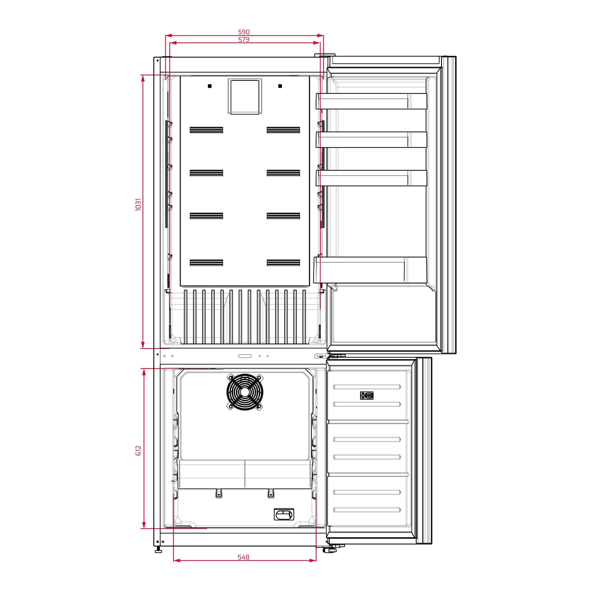 Frigorífico combi RBF 78725 No Frost de gran capacidad 192x70 cm con motor inverter y puerta de cristal (4)