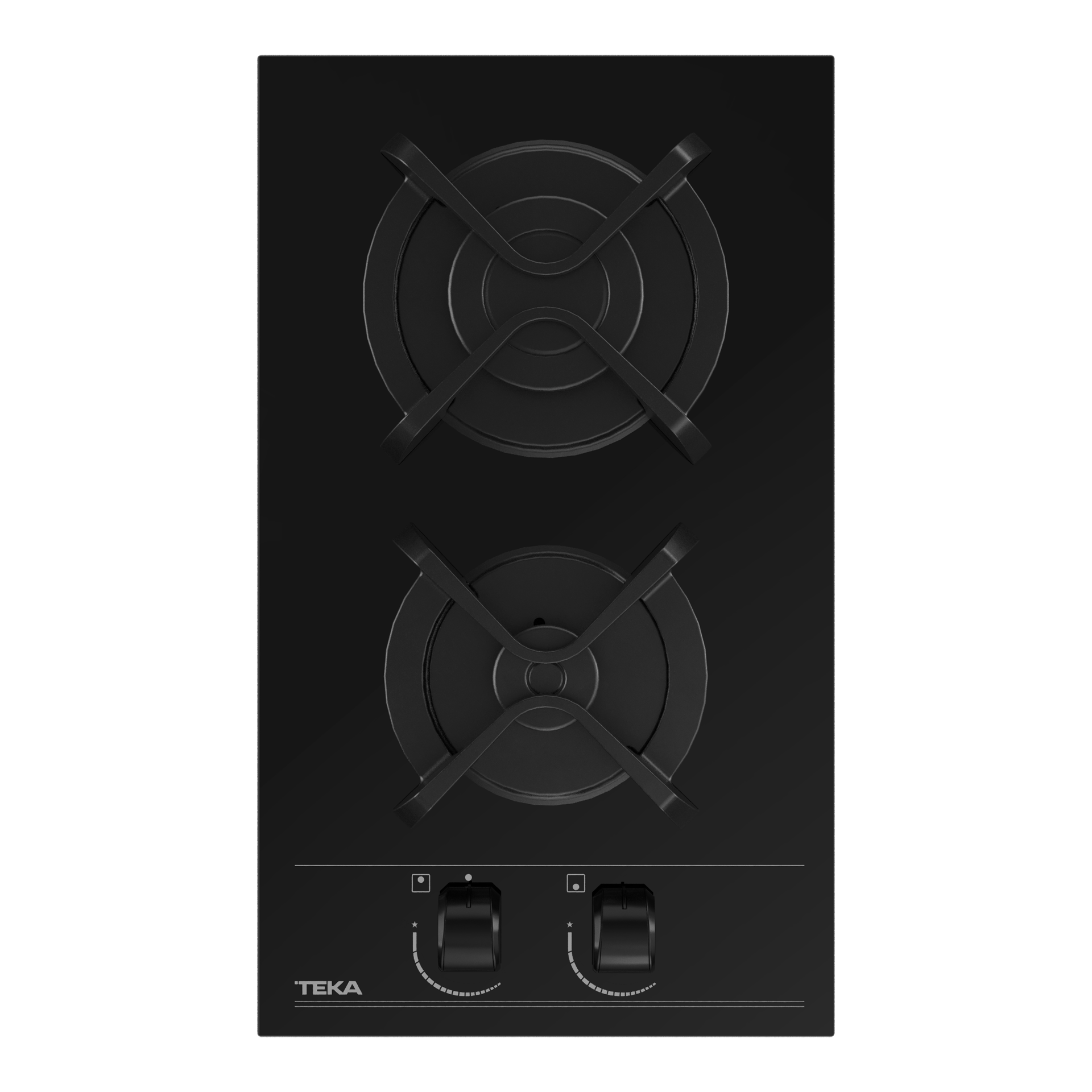 Placa modular Cristal Gas GBC 32000 KL de 30 cm con dos quemadores, mandos frontales ergonómicos de gas natural