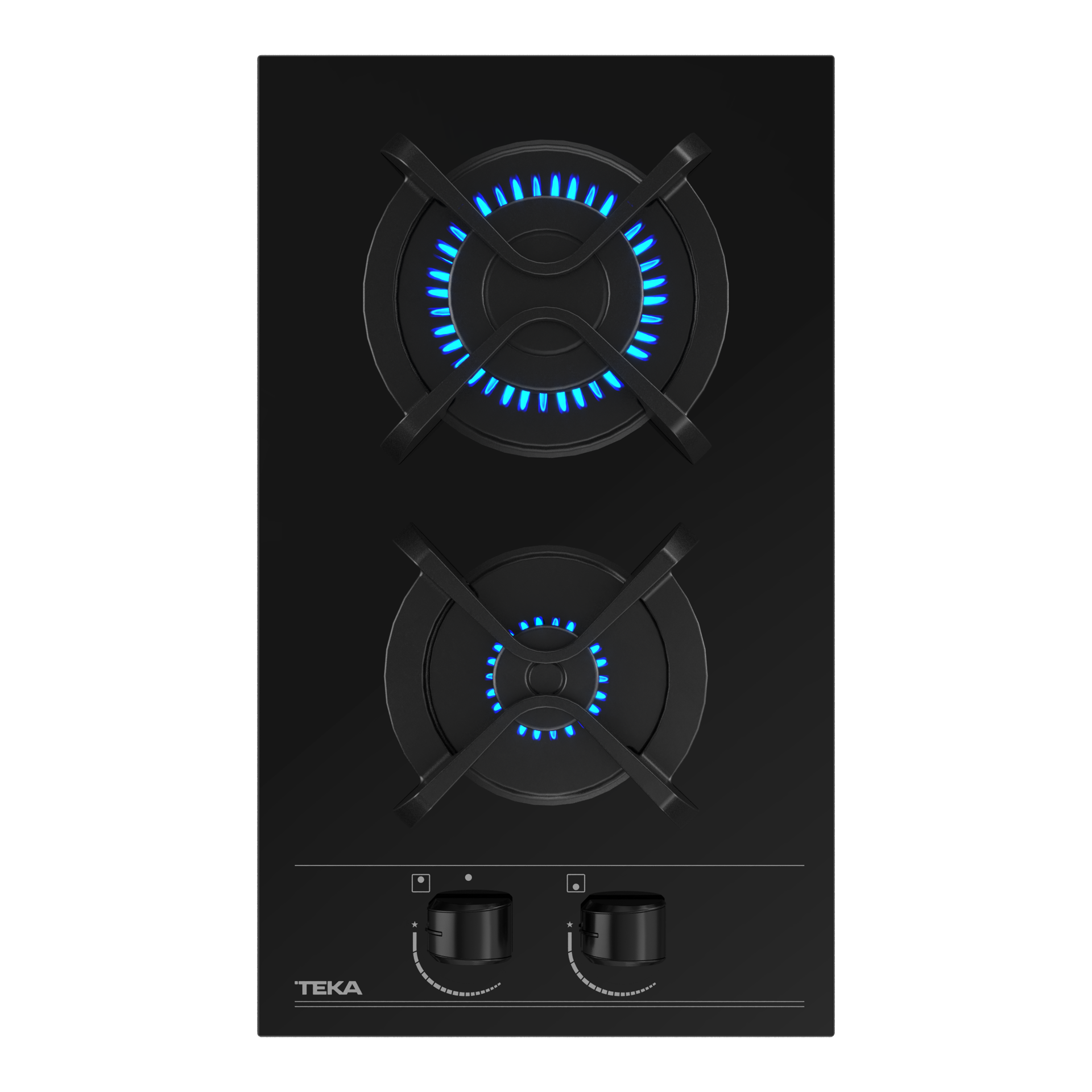 Placa modular Cristal Gas GBC 32000 KL de 30 cm con dos quemadores, mandos frontales ergonómicos de gas butano (1)