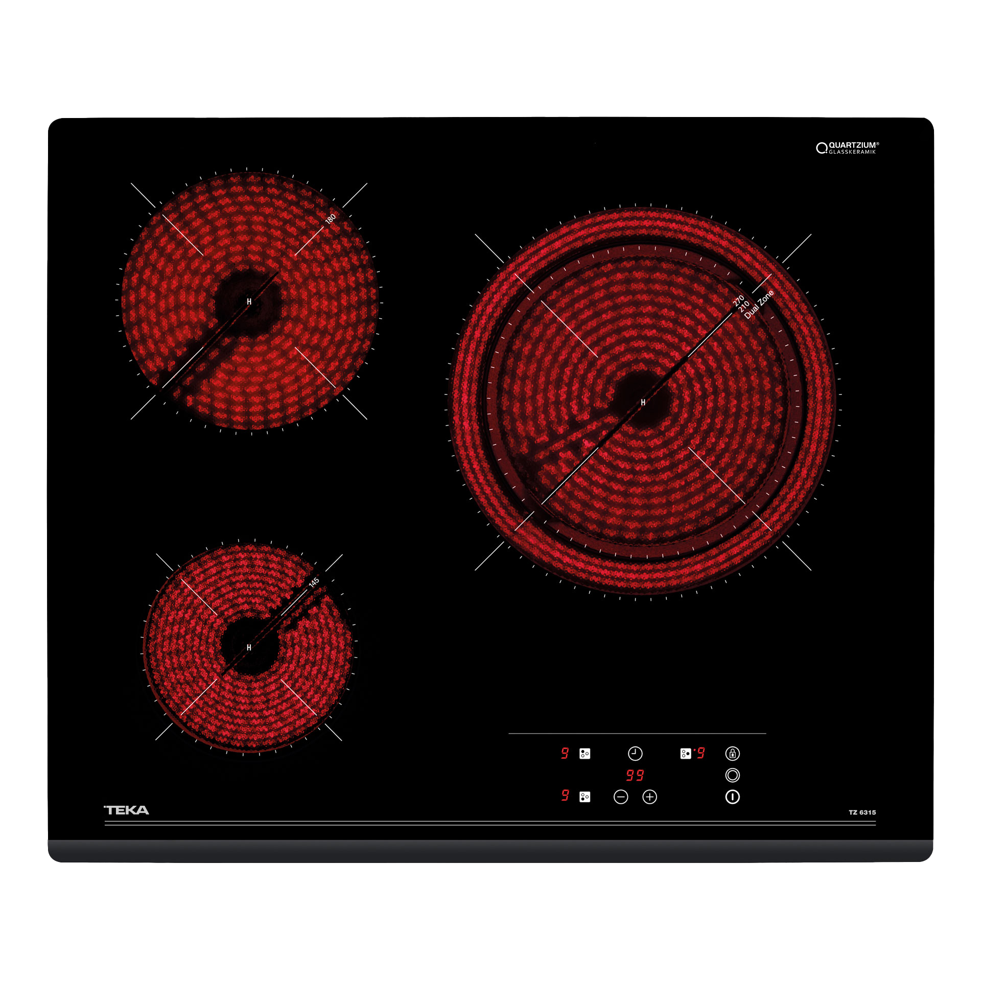 Vitrocerámica TZ 6317 de 60 cm con 3 zonas con Touch Control