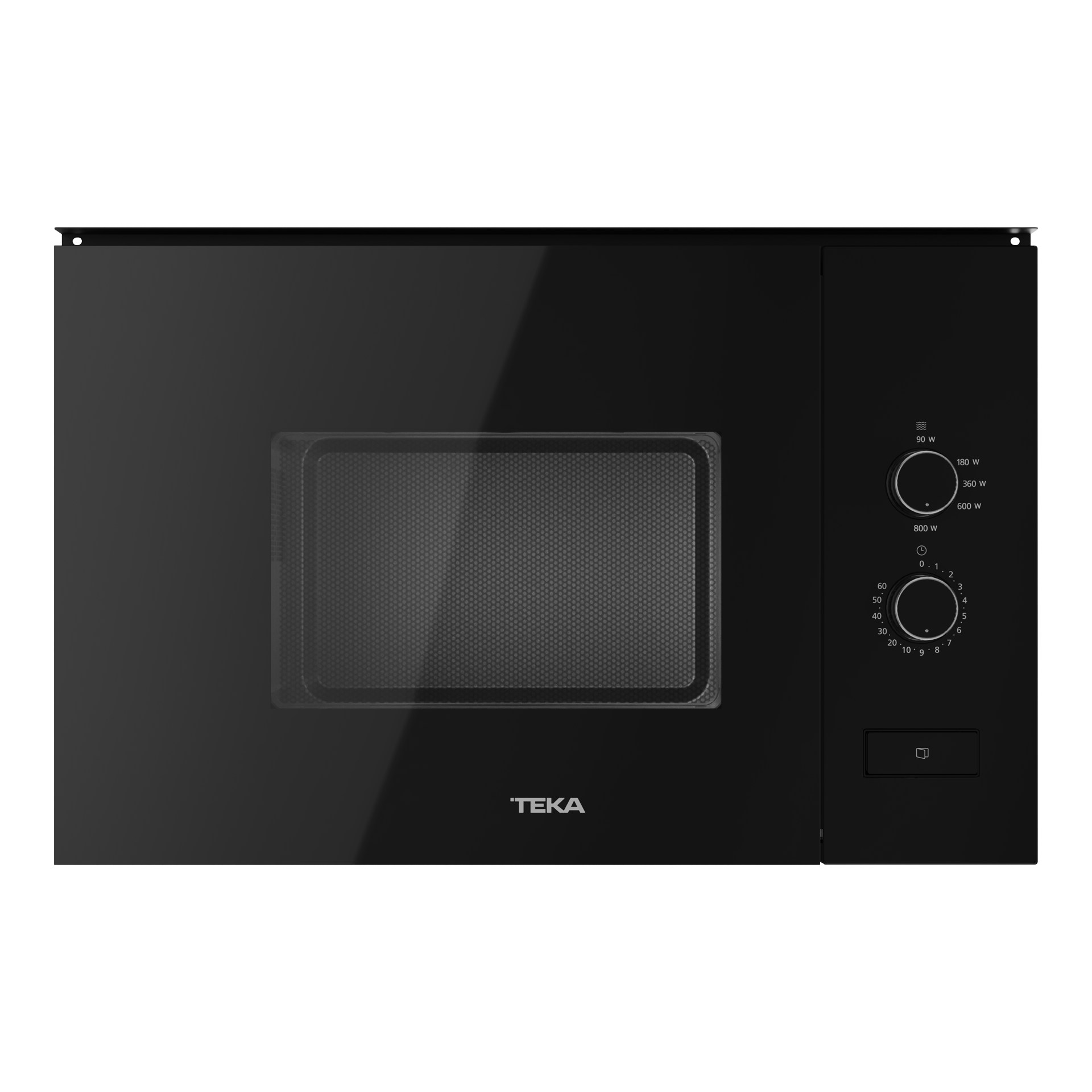 Microondas integrable ML 820 FI en acabado cristal negro con plato giratorio