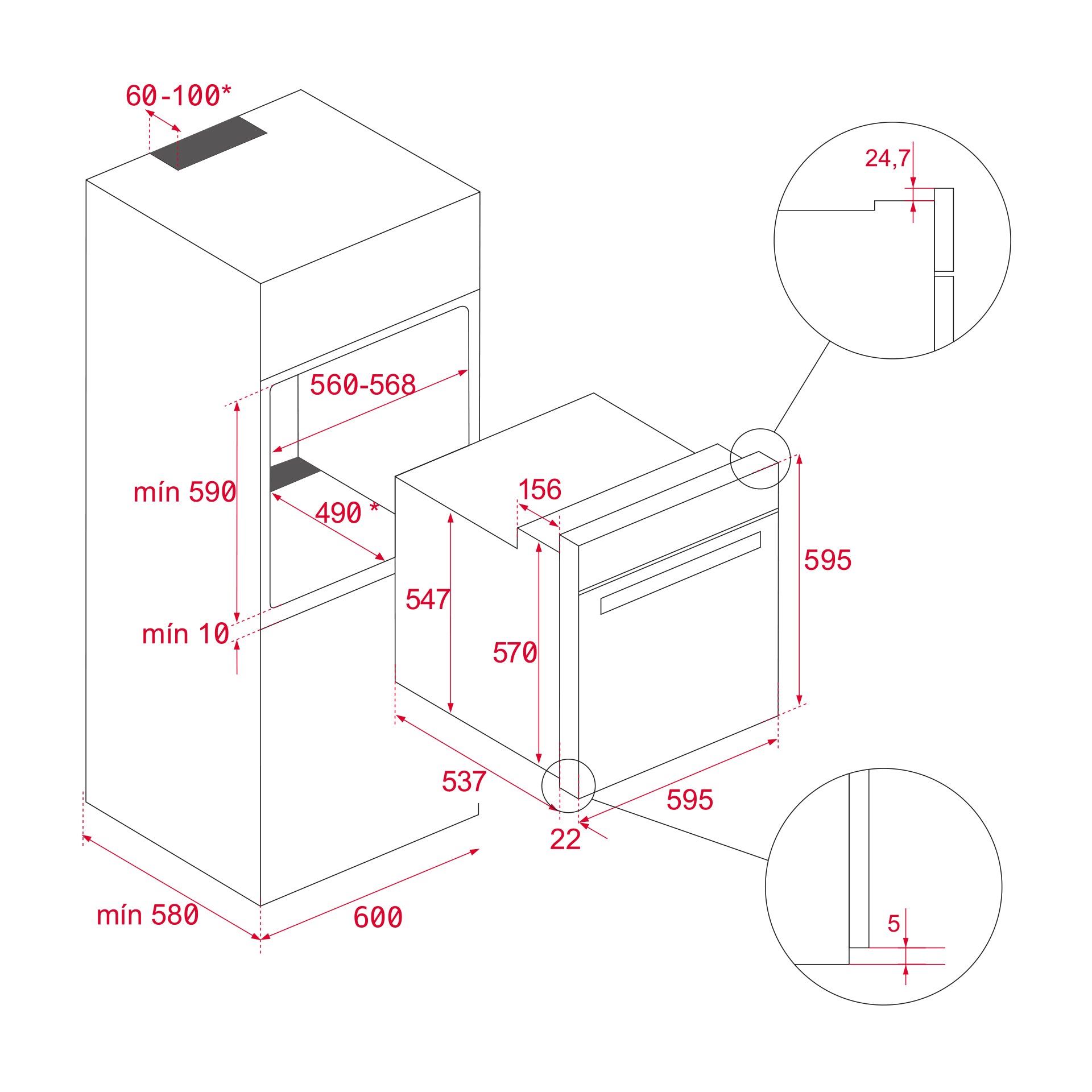 Horno Multifunción NEO HSB 6160 con 6 funciones de cocinado, sistema HydroClean y mandos extraíbles (1)