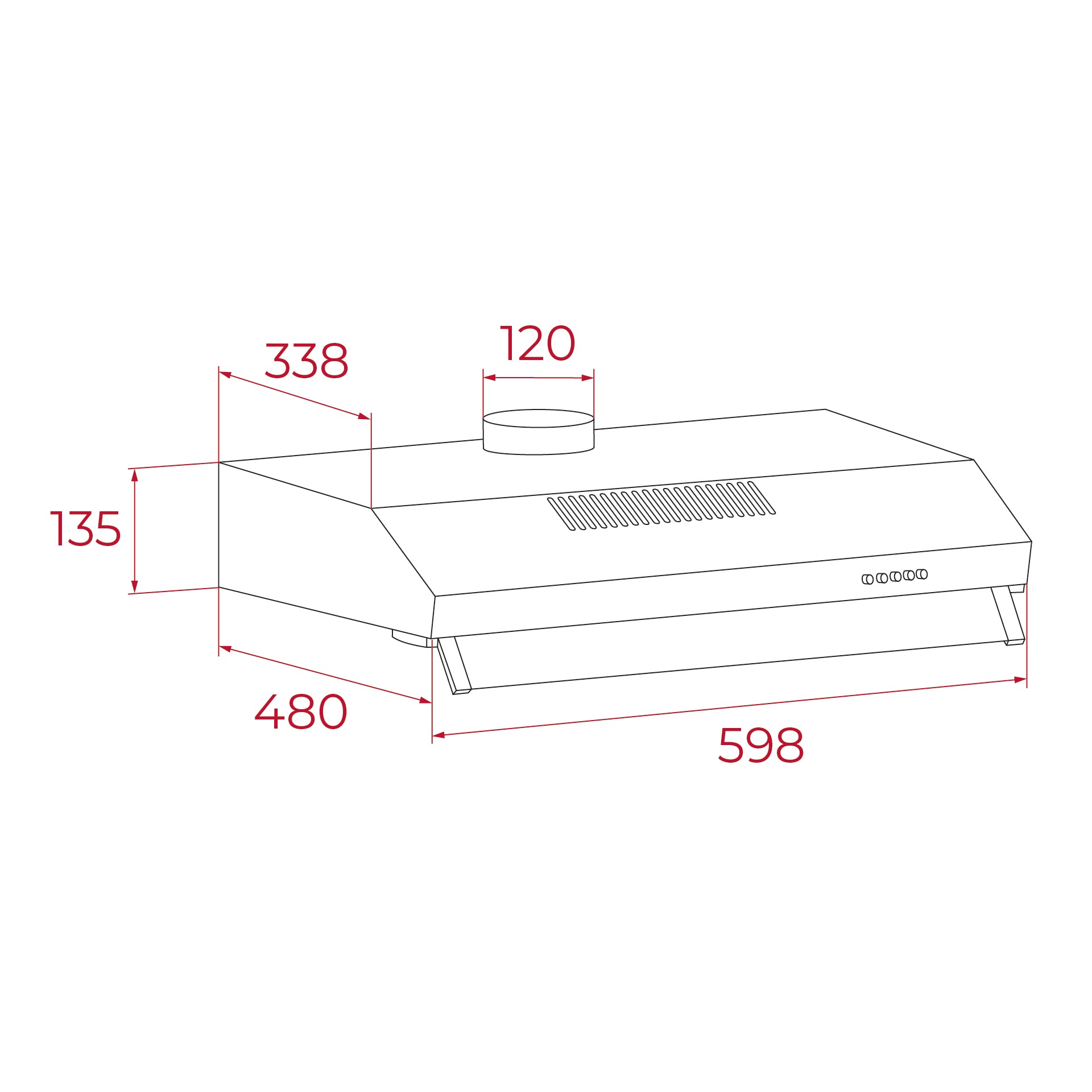 Campana estándar CX 63130 KOS de 60 cm con extracción superior o trasera (2)
