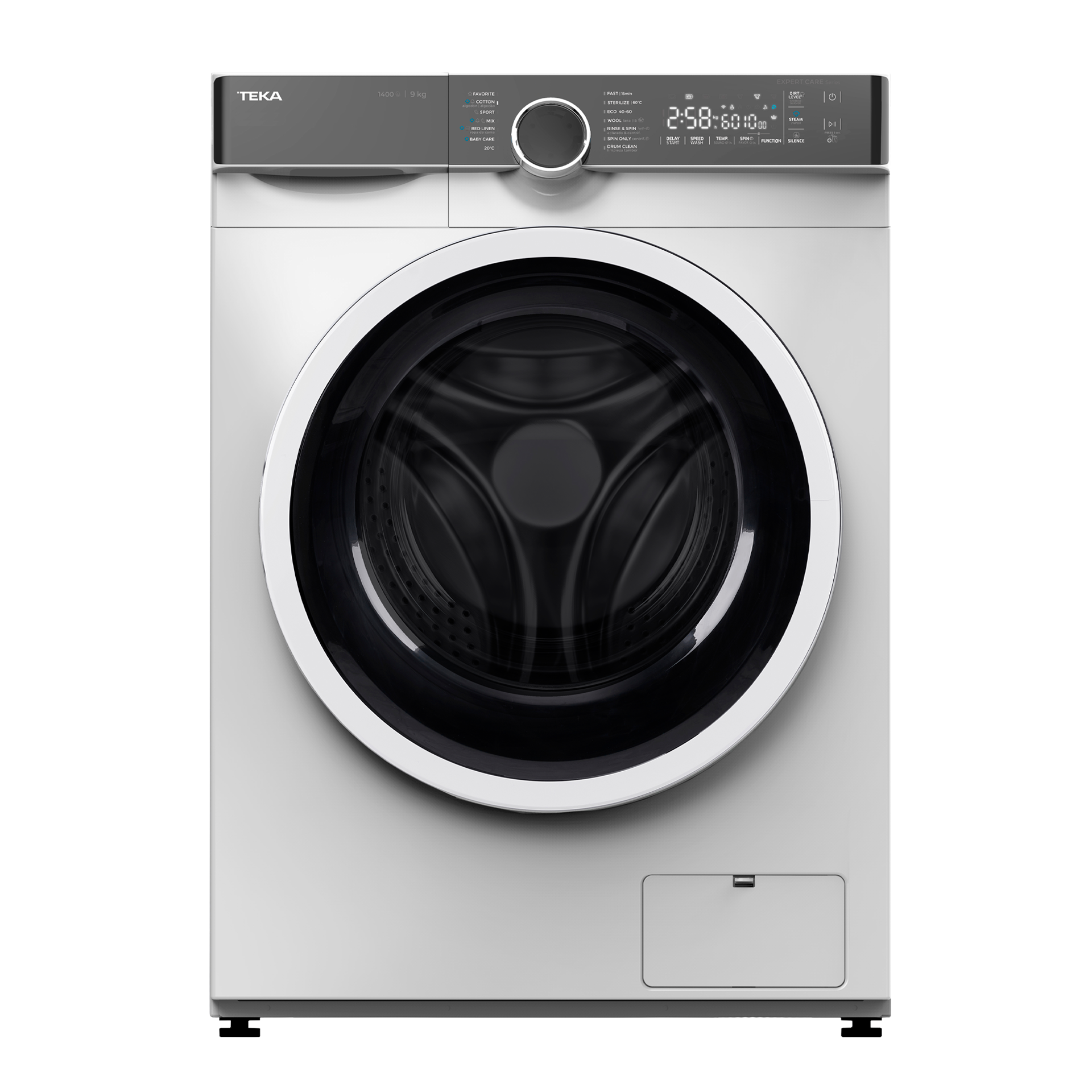 Lavadora de libre instalación con Motor Inverter, 14 programas y capacidad de lavado de 9 kg