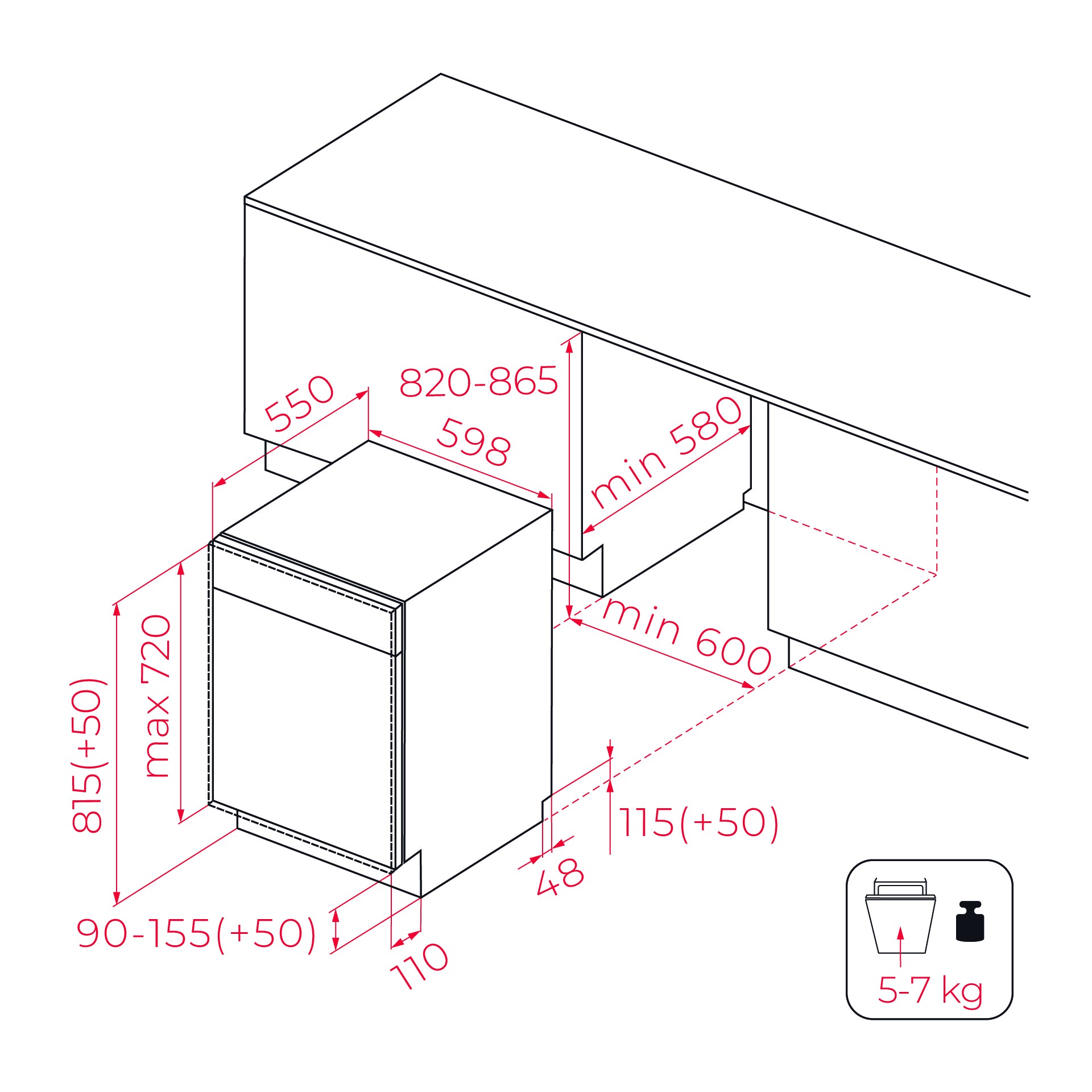 Lavavajillas integrable DFI 46710 con capacidad de 12 cubiertos y 5 programas de lavado (2)