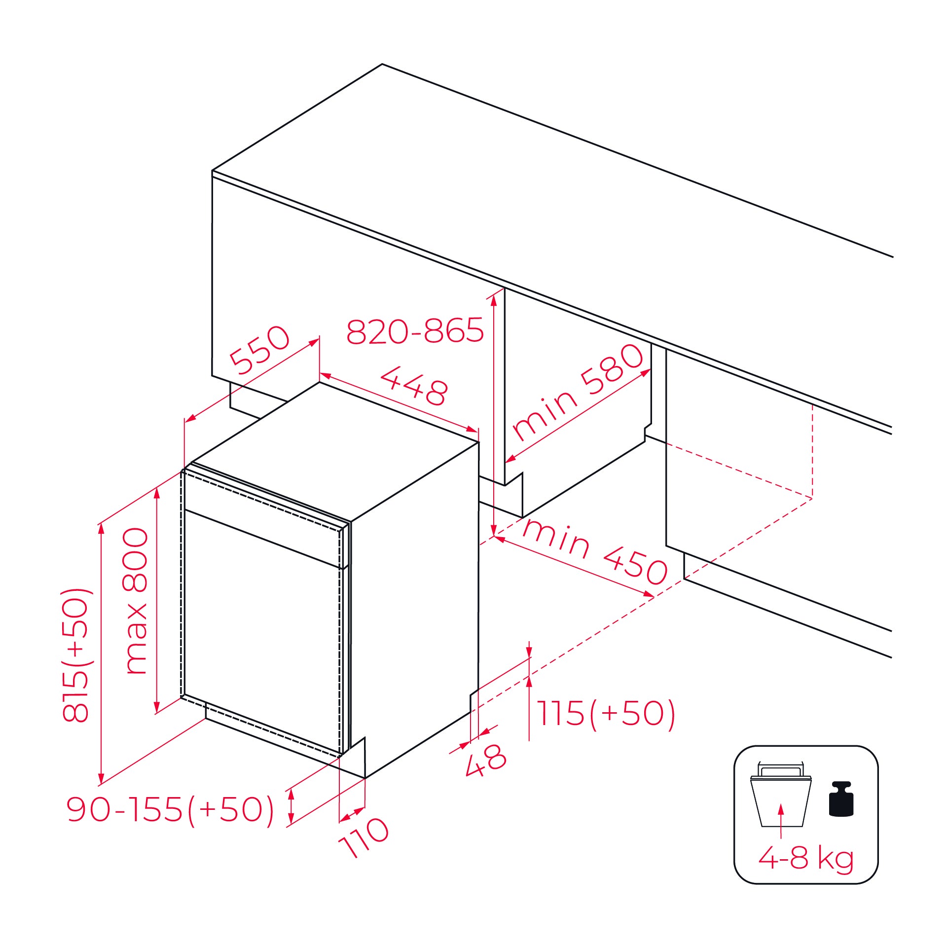 Lavavajillas integrable DFI 44850 con capacidad de 10 cubiertos, puerta deslizante y bandeja deslizante Extra Tray (2)