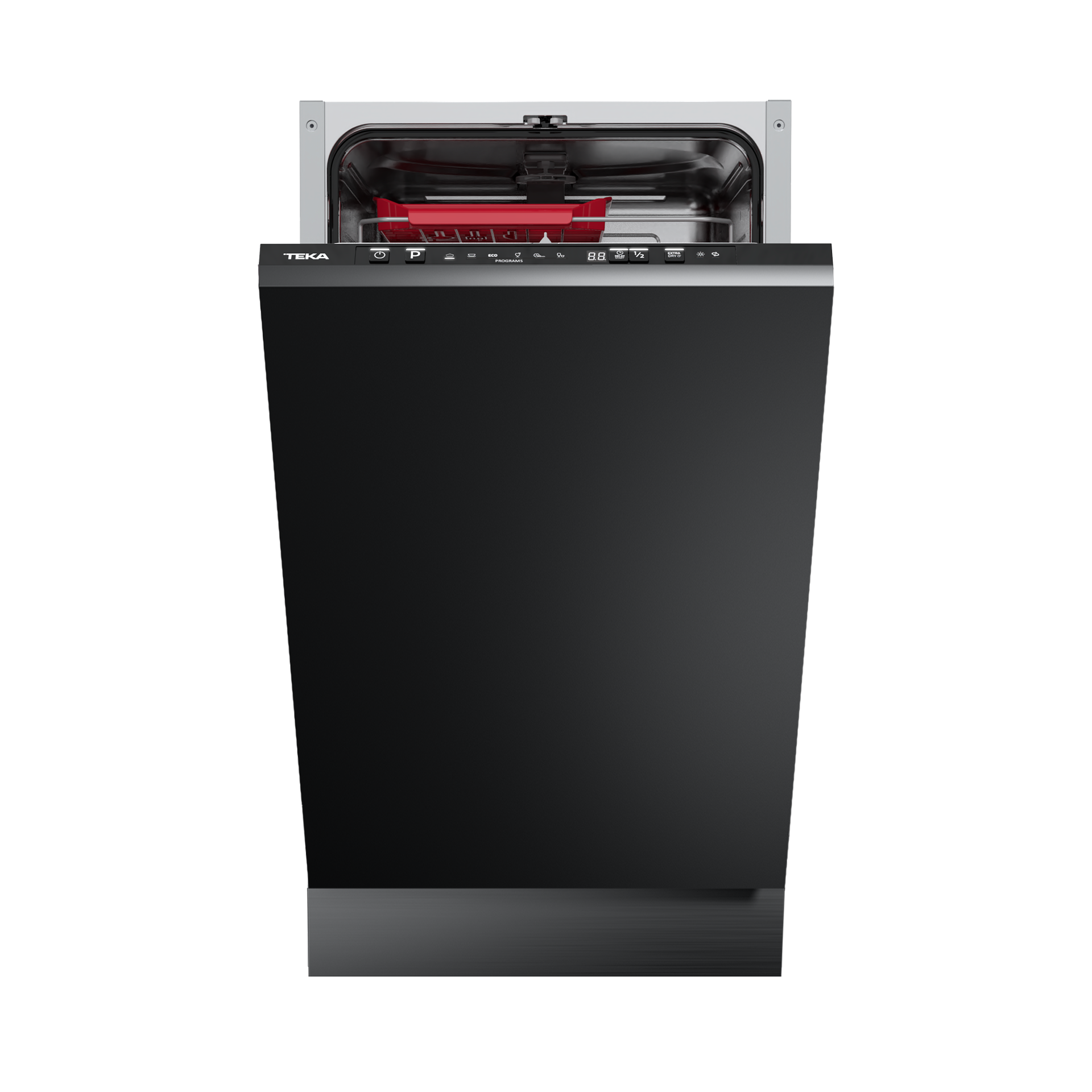 Lavavajillas integrable DFI 44850 con capacidad de 10 cubiertos, puerta deslizante y bandeja deslizante Extra Tray