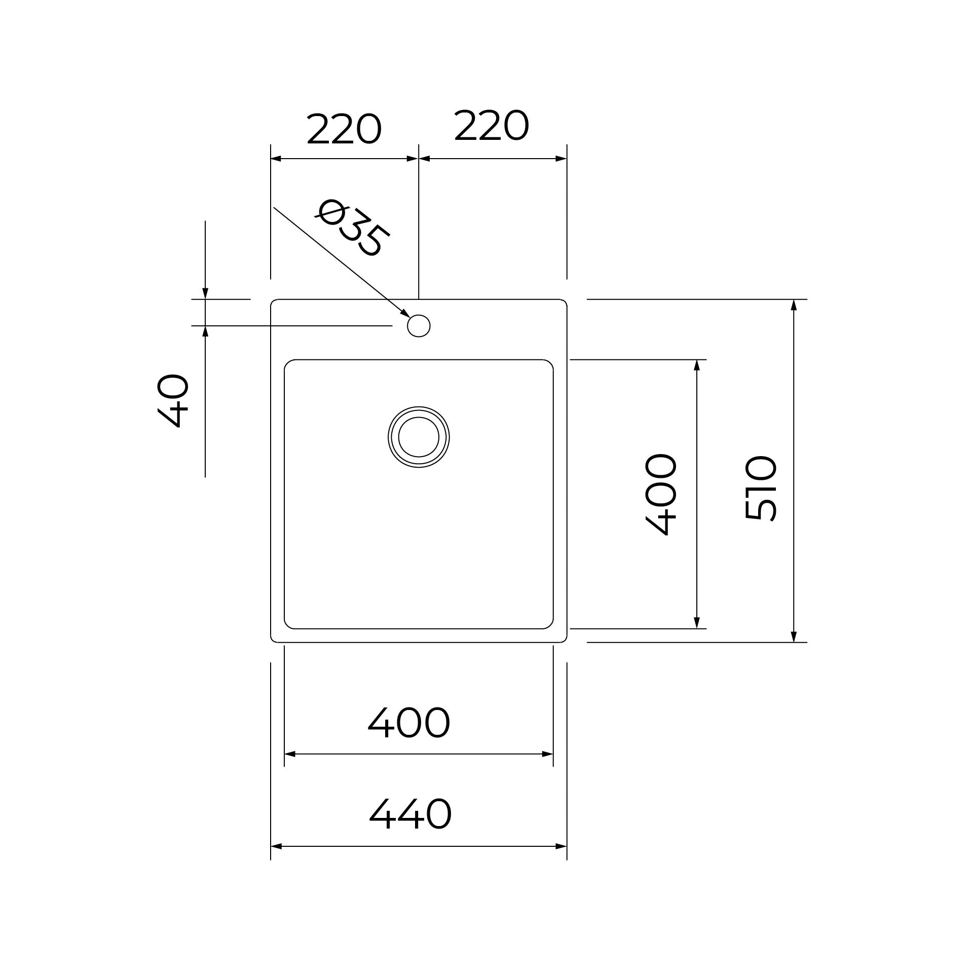 Fregadero ForLine RS15 40.40 de acero inoxidable con una cubeta de 40cm (2)