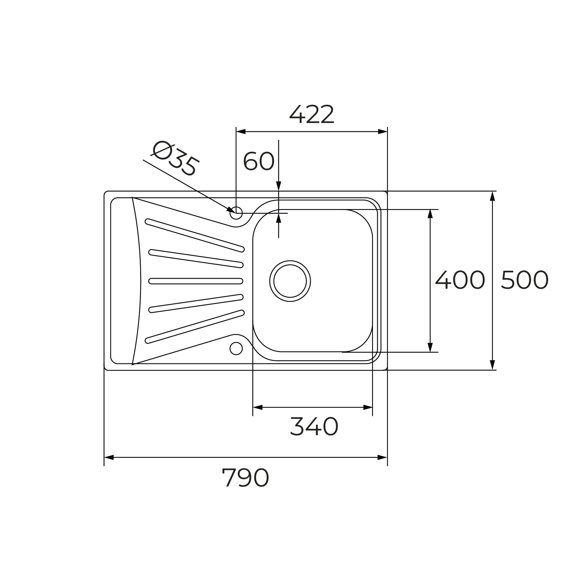 Pack de fregadero Tekaway StarBright 45 E-XP de una cubeta con escurridor y grifo en acabado de acero inoxidable (2)