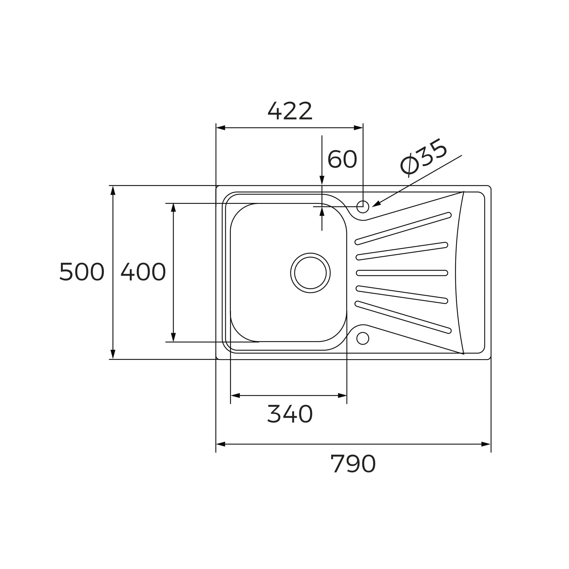 Pack de fregadero Tekaway StarBright 45 E-XP de una cubeta con escurridor y grifo en acabado de acero inoxidable (3)