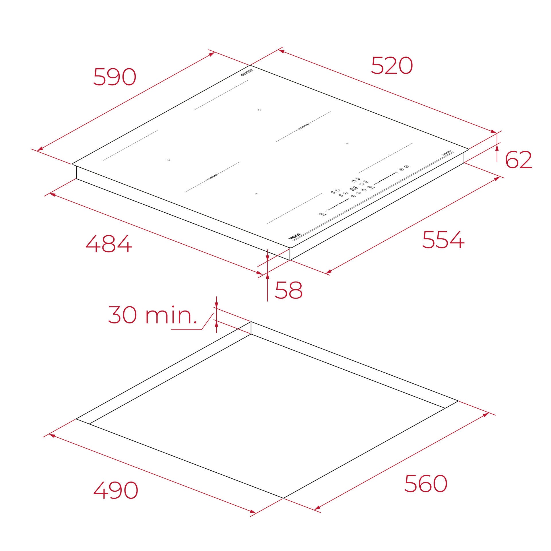 Placa de inducción de 60 cm con 4 flex zones (2)