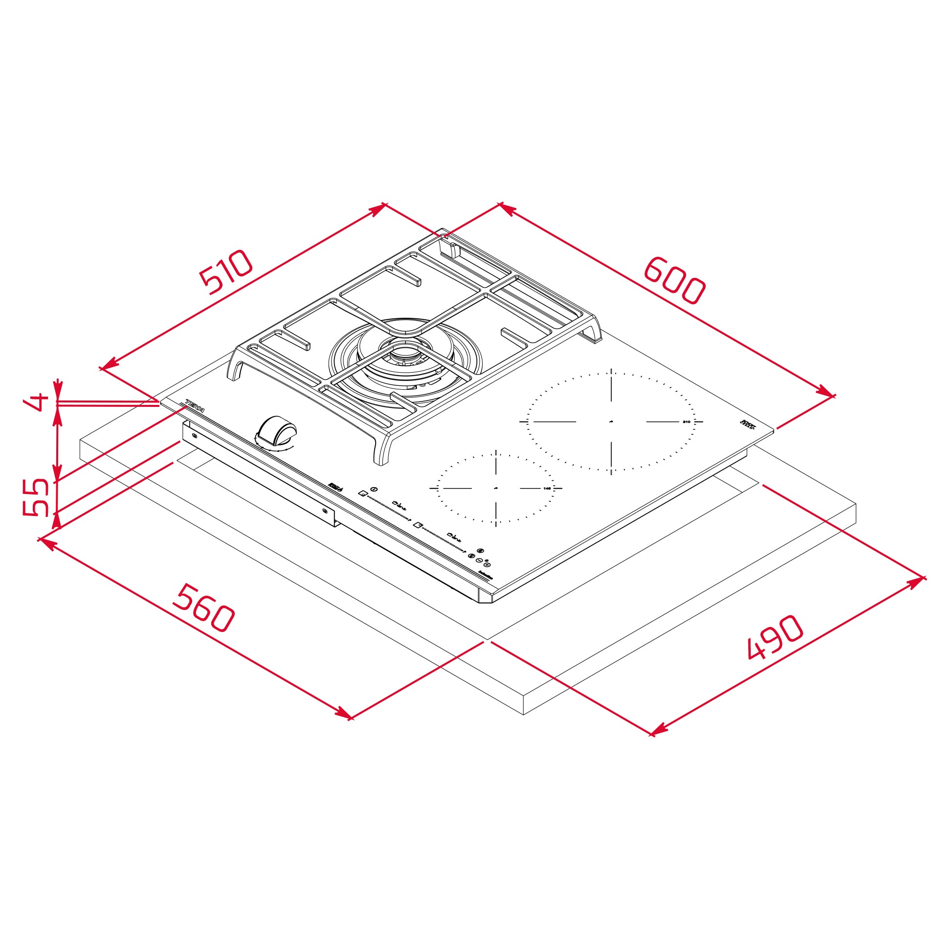 Placa Hybrid JZC 63312 AB de 60cm con funciones directas y 3 zonas (2)