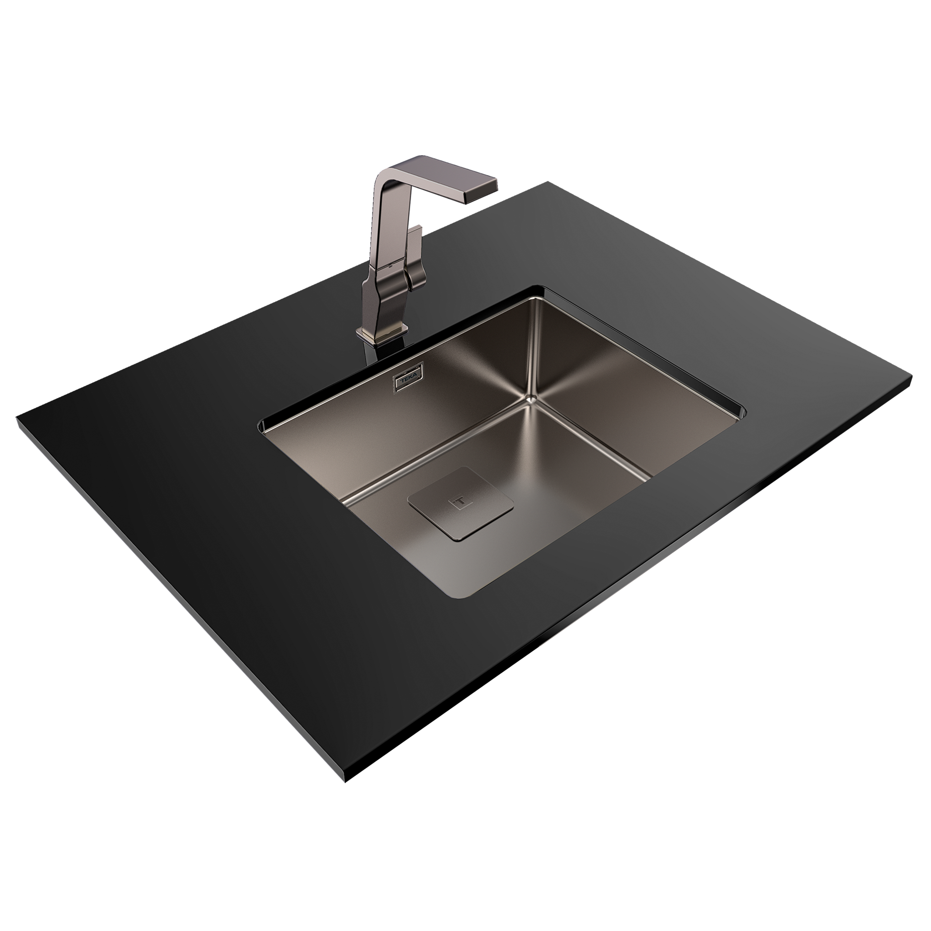 Fregadero Metallic Edition con una cubeta y acabado pvd titanium