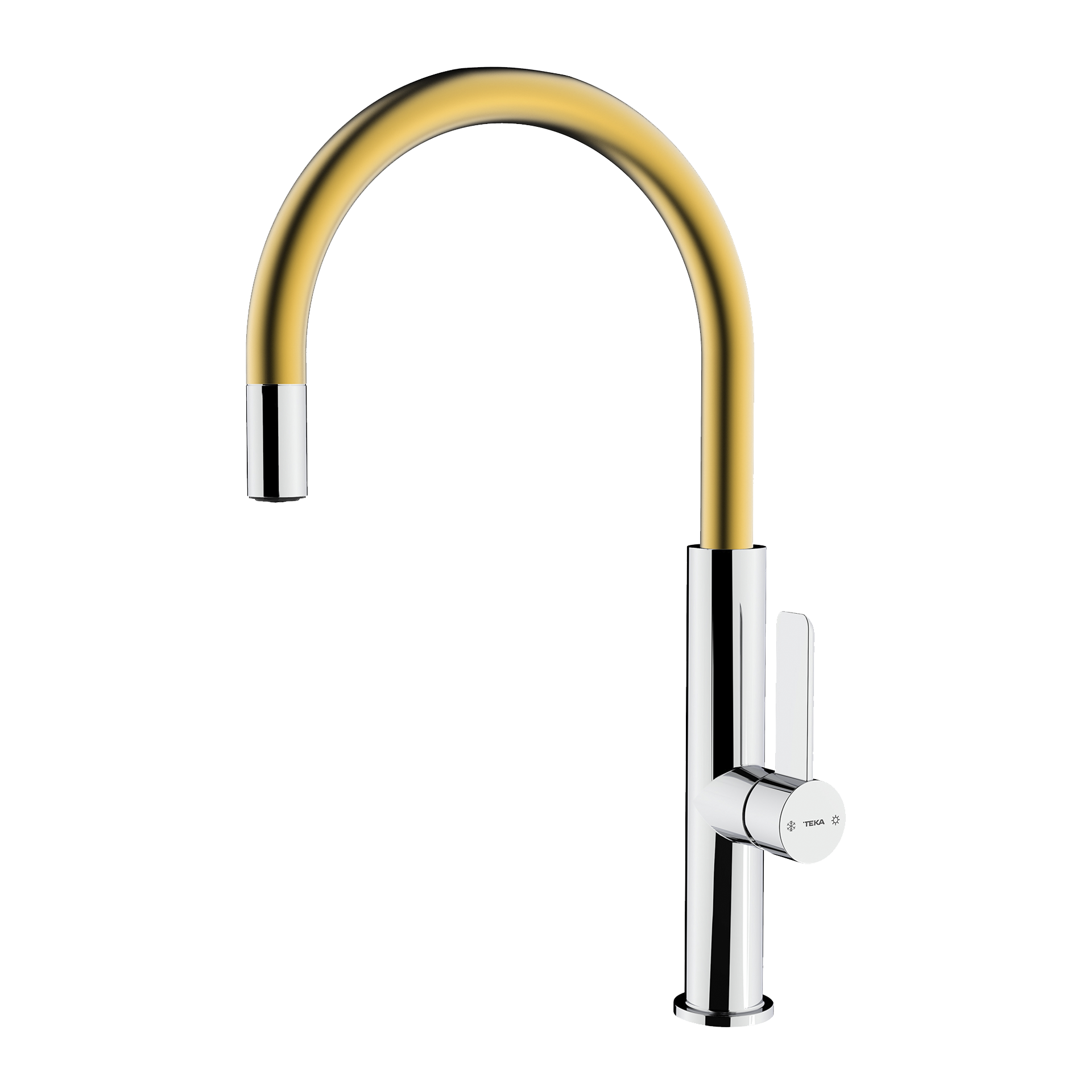 Grifo de cocina monomando FOT 995 Metallic Edition con caño giratorio y aireador anti-calcáreo en acabado dorado