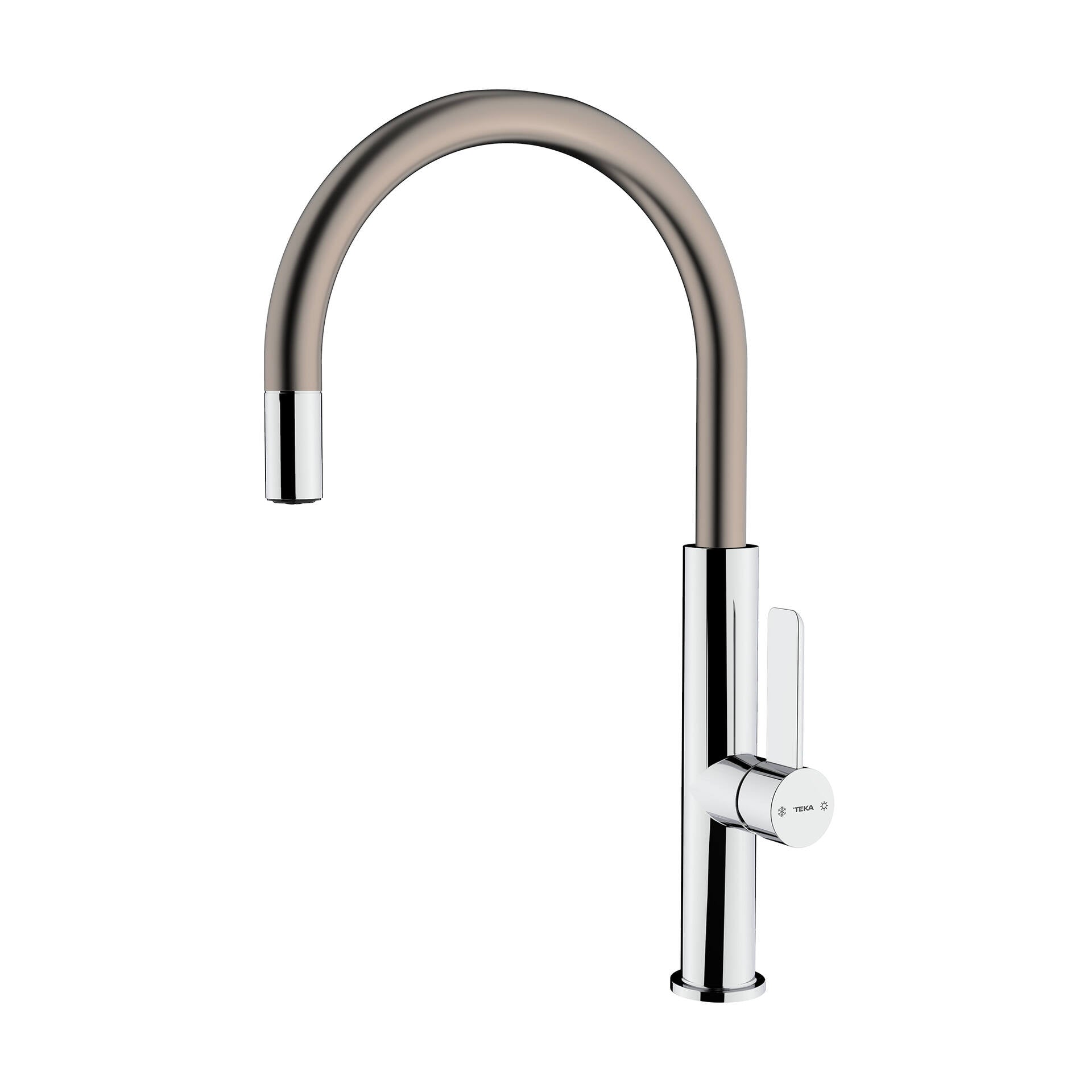 Grifo de cocina monomando FOT 995 Metallic Edition con caño giratorio y aireador anti-calcáreo en acabado titanio