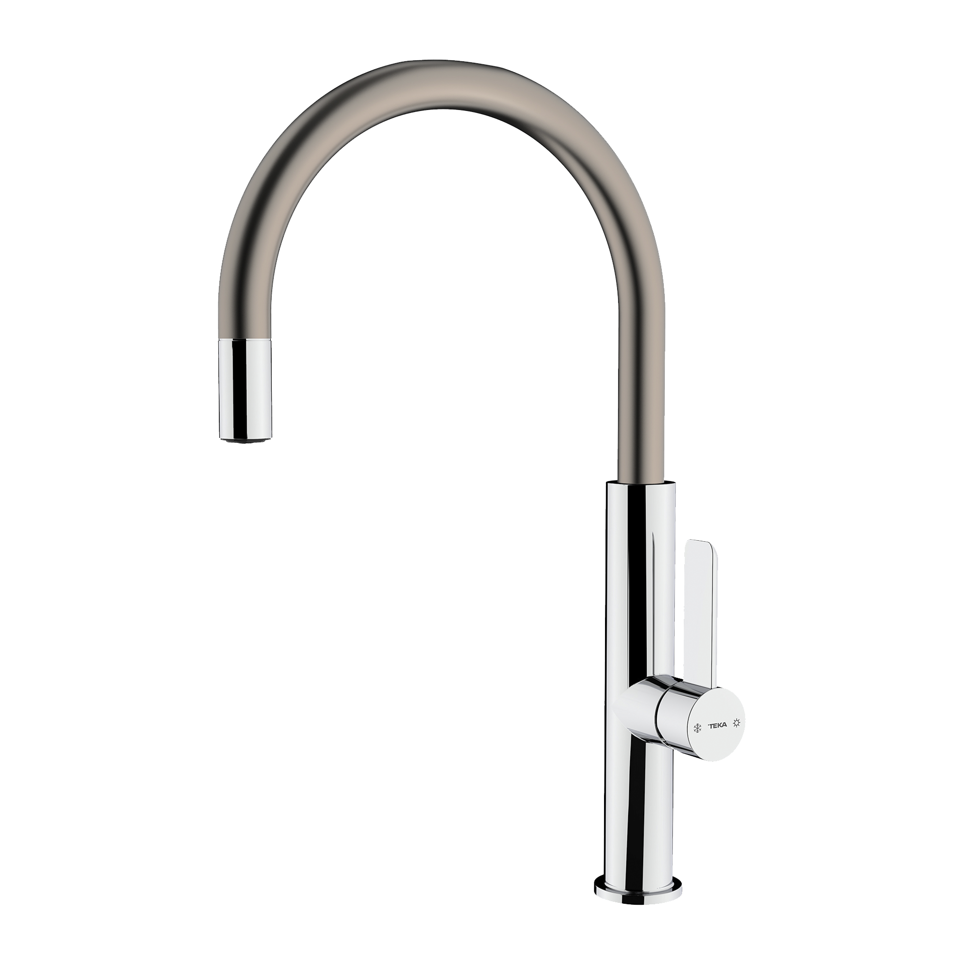 Grifo de cocina monomando FOT 995 Metallic Edition con caño giratorio y aireador anti-calcáreo en acabado titanio