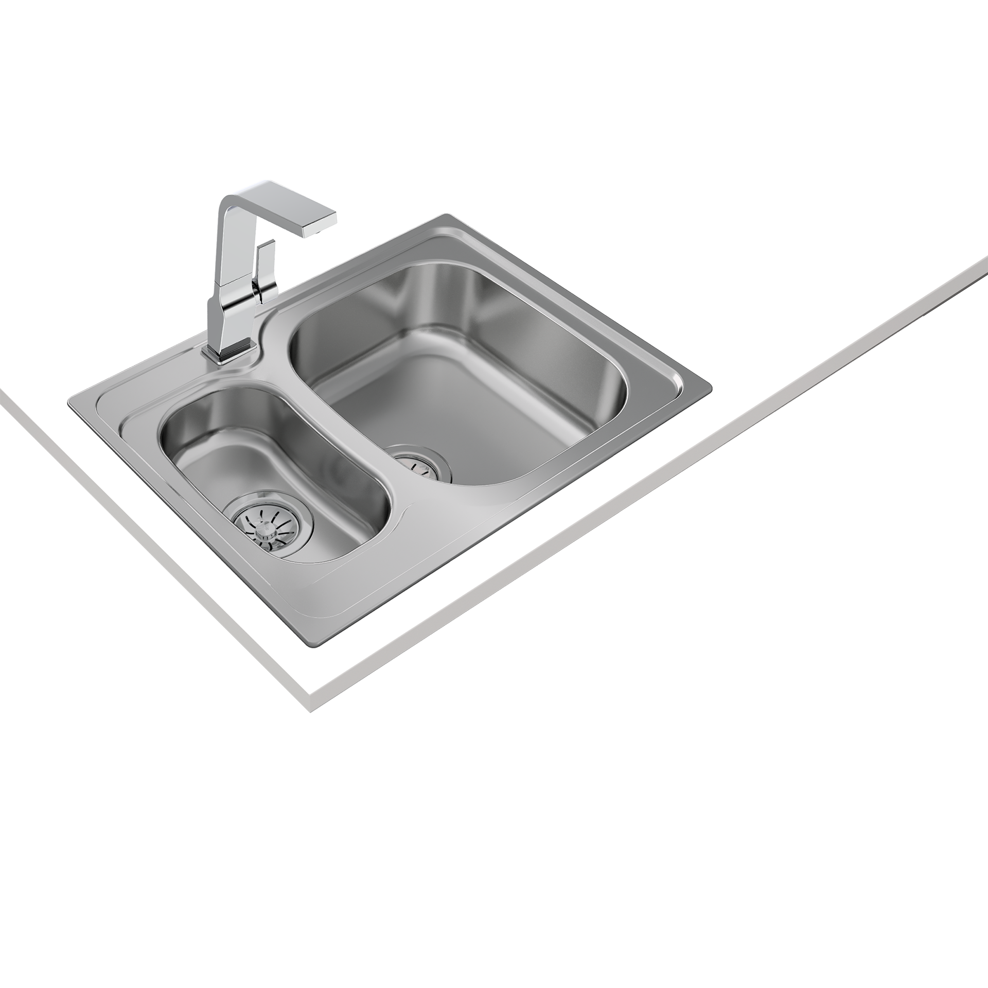 Fregadero reversible encastrado Universe 60 T-XP 1½B de acero inoxidable