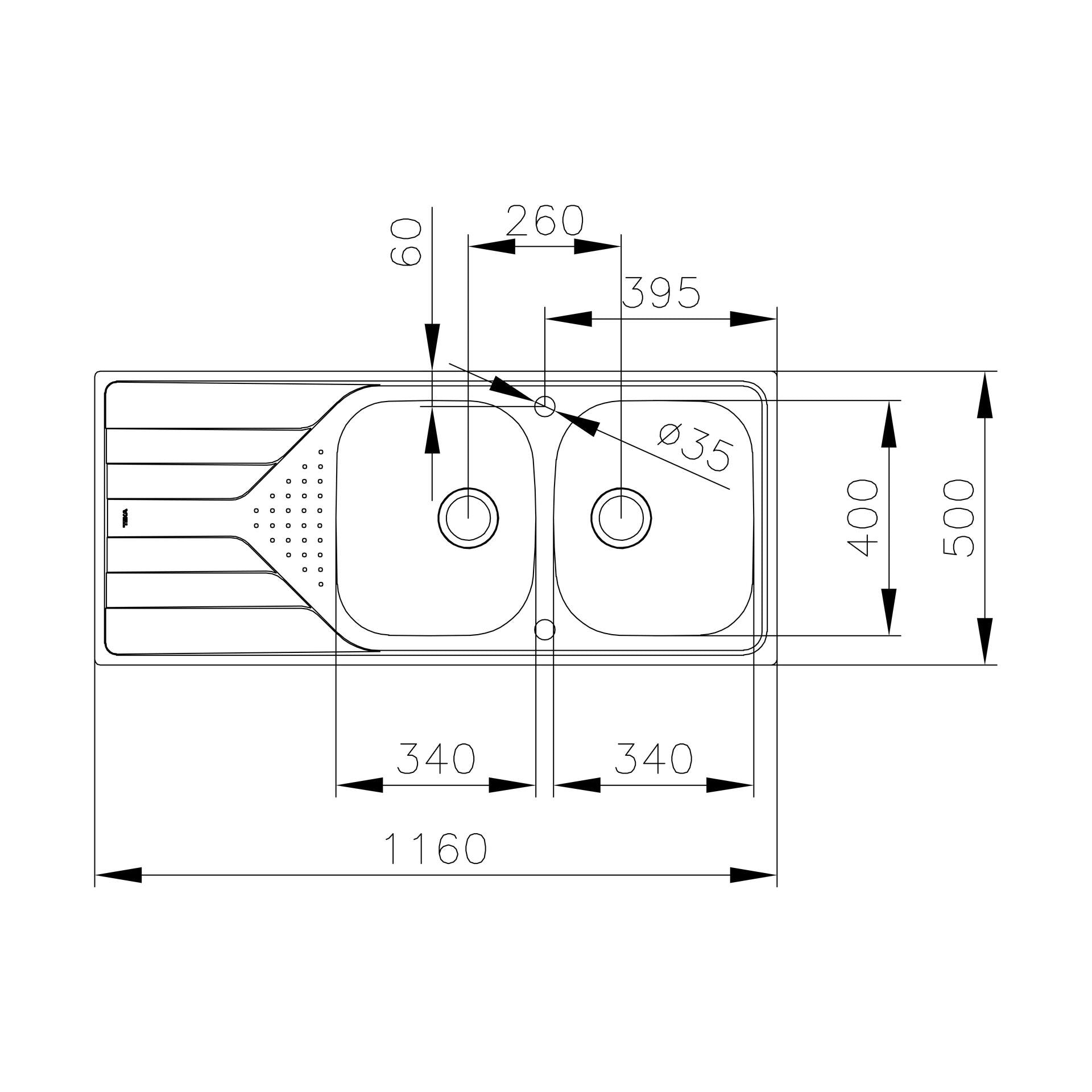 Fregadero reversible encastrado Universe 80 T-XM de acero inoxidable en acabado microtexturado en 80cm (2)