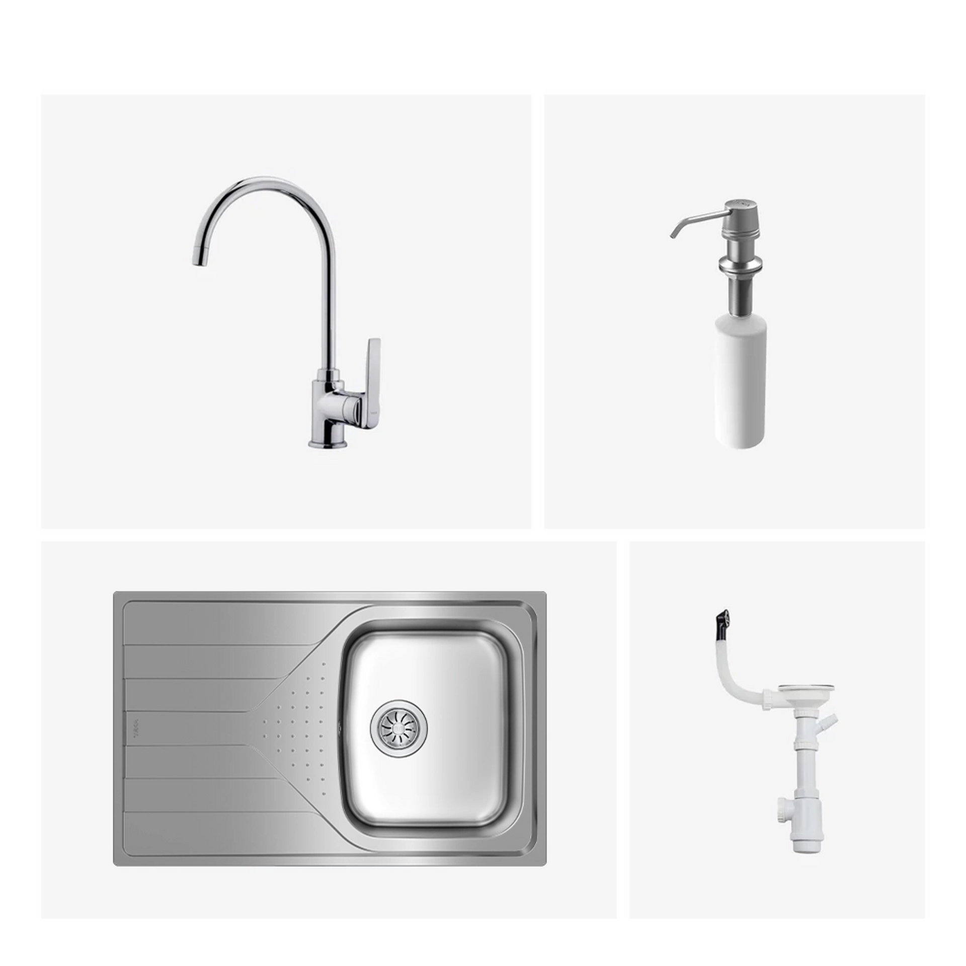 Pack Fregadero encastrado Universe con escurridor reversible + Grifo IN 915, dispensador de regalo (1)